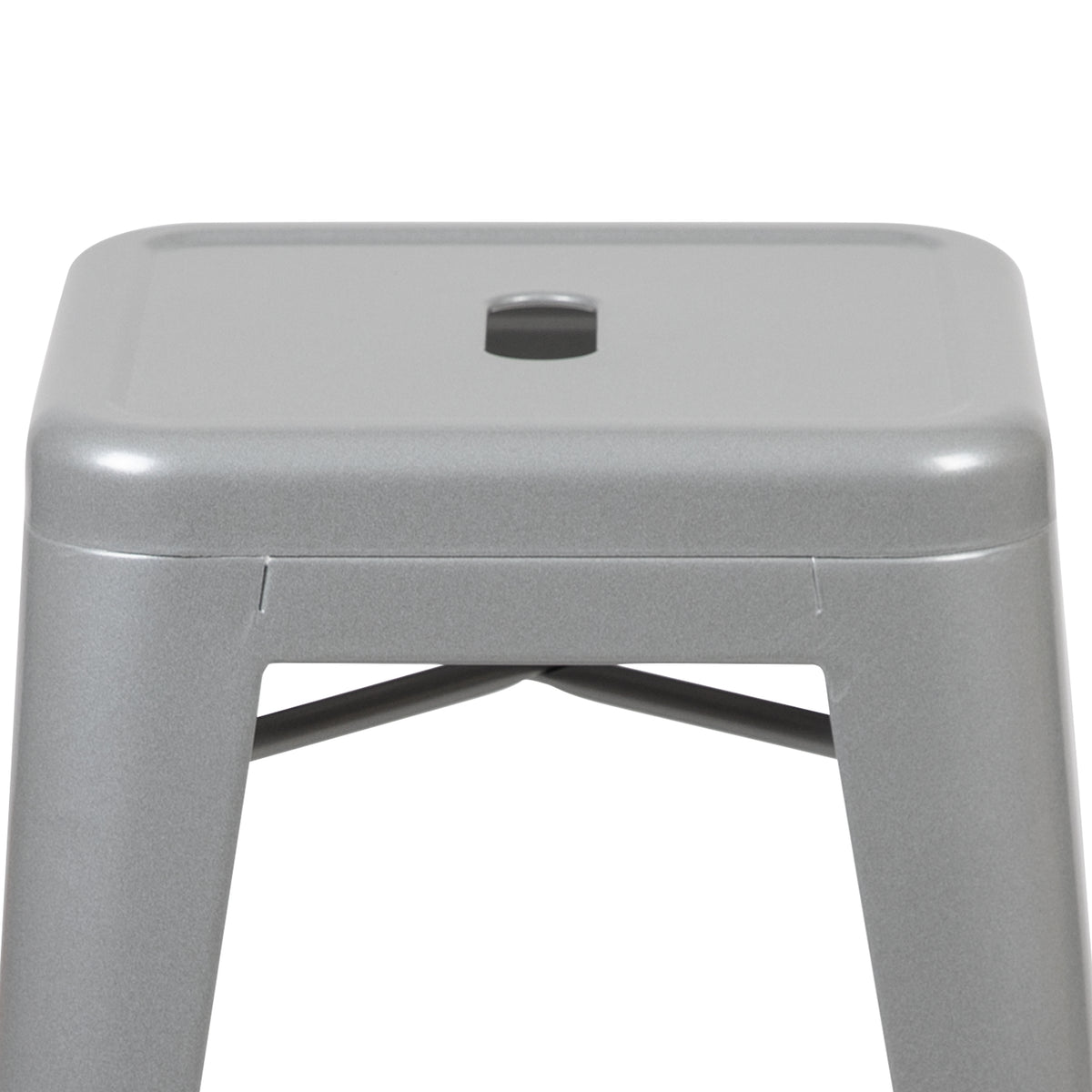 24" High Metal Counter-Height, Indoor Bar Stool - Stackable Set of 4