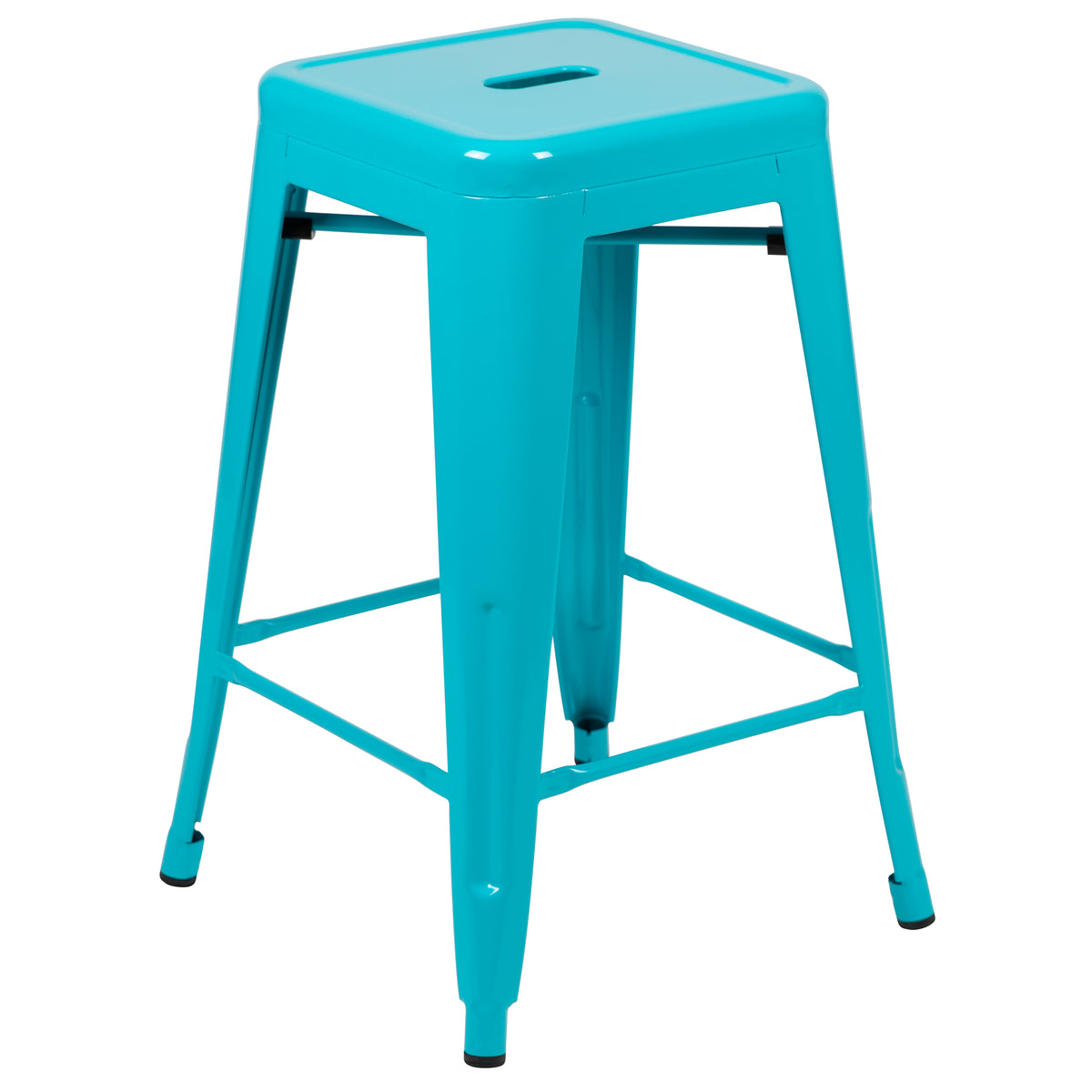 24" High Metal Counter-Height, Indoor Bar Stool - Stackable Set of 4