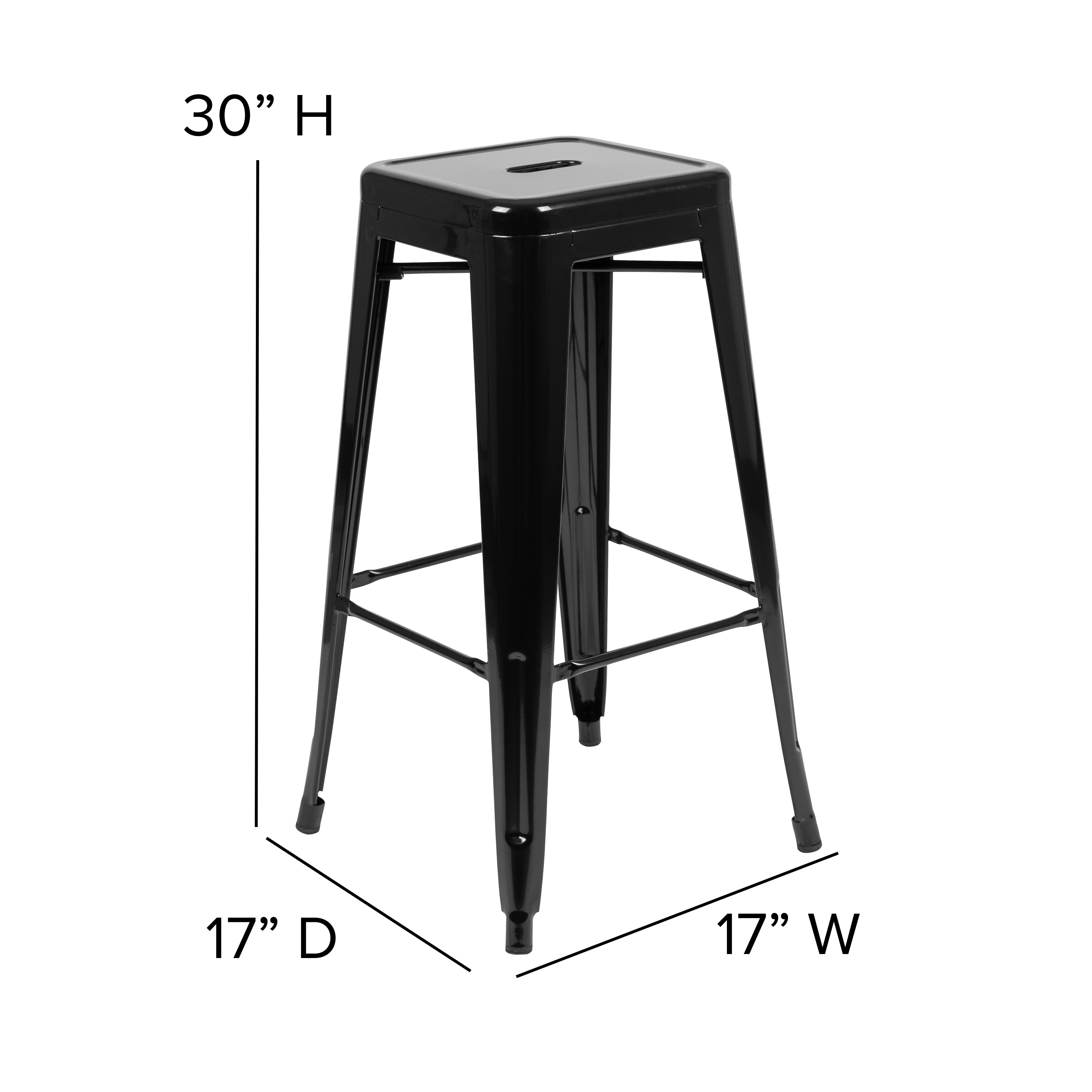 30" High Metal Indoor Bar Stool - Stackable Set of 4-Metal Bar Height Stools-Flash Furniture-Wall2Wall Furnishings