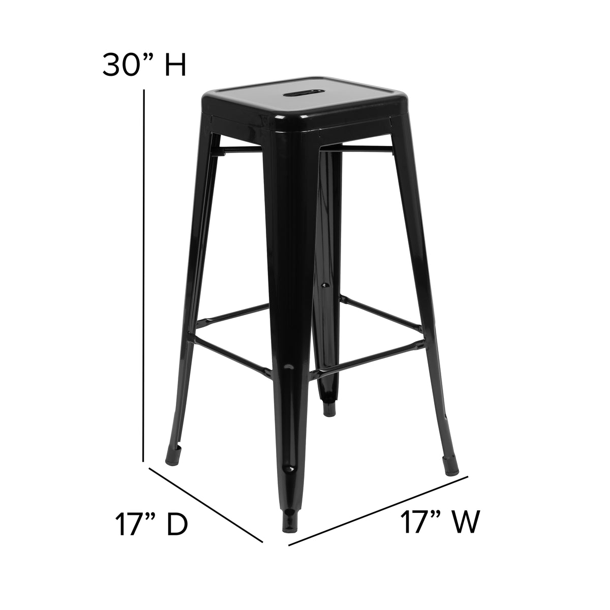 30" High Metal Indoor Bar Stool - Stackable Set of 4