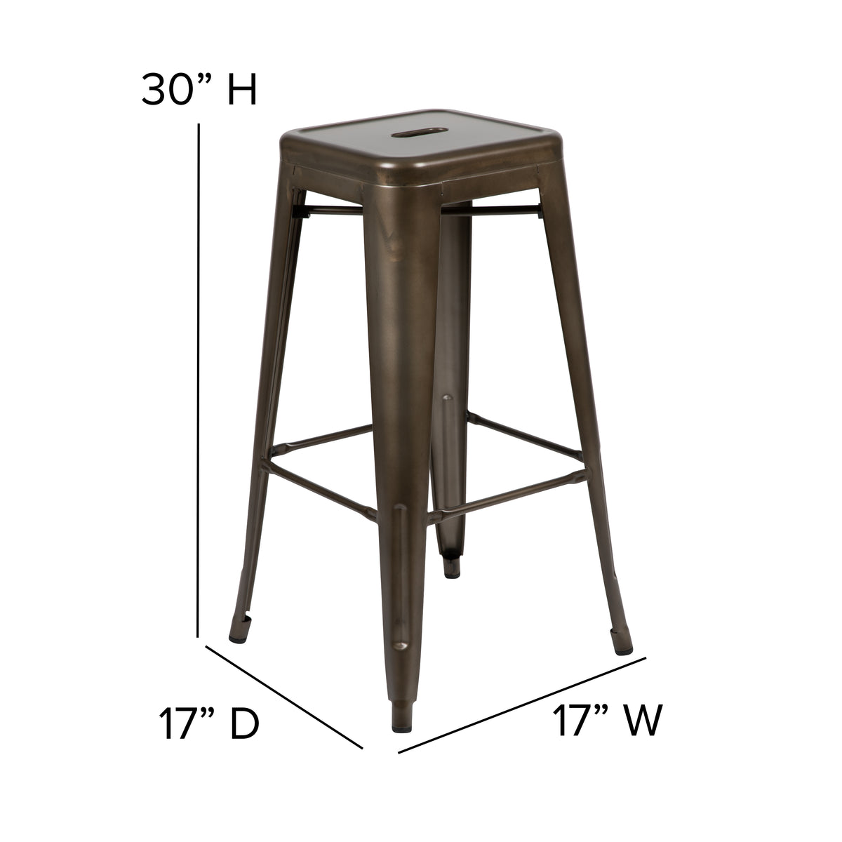 30" High Metal Indoor Bar Stool - Stackable Set of 4
