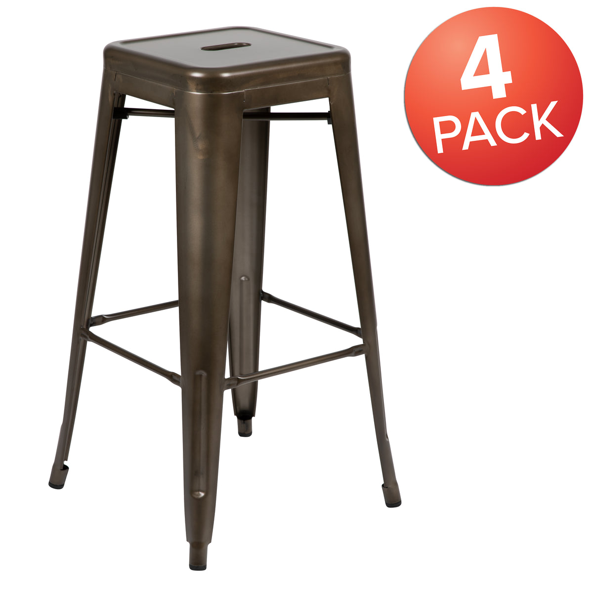 30" High Metal Indoor Bar Stool - Stackable Set of 4