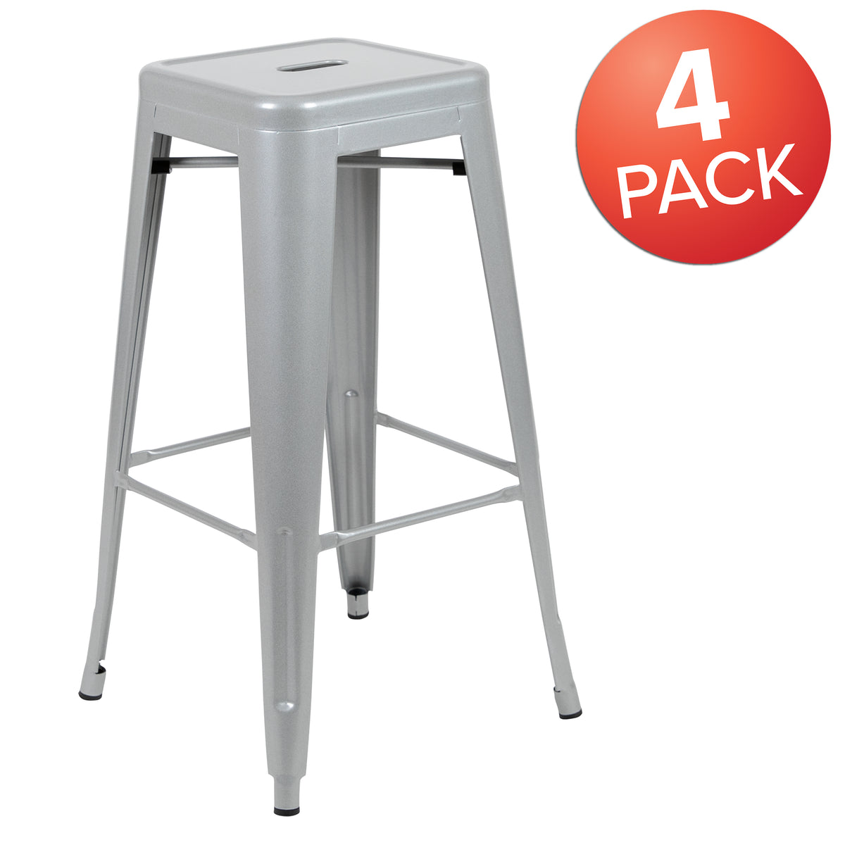 30" High Metal Indoor Bar Stool - Stackable Set of 4
