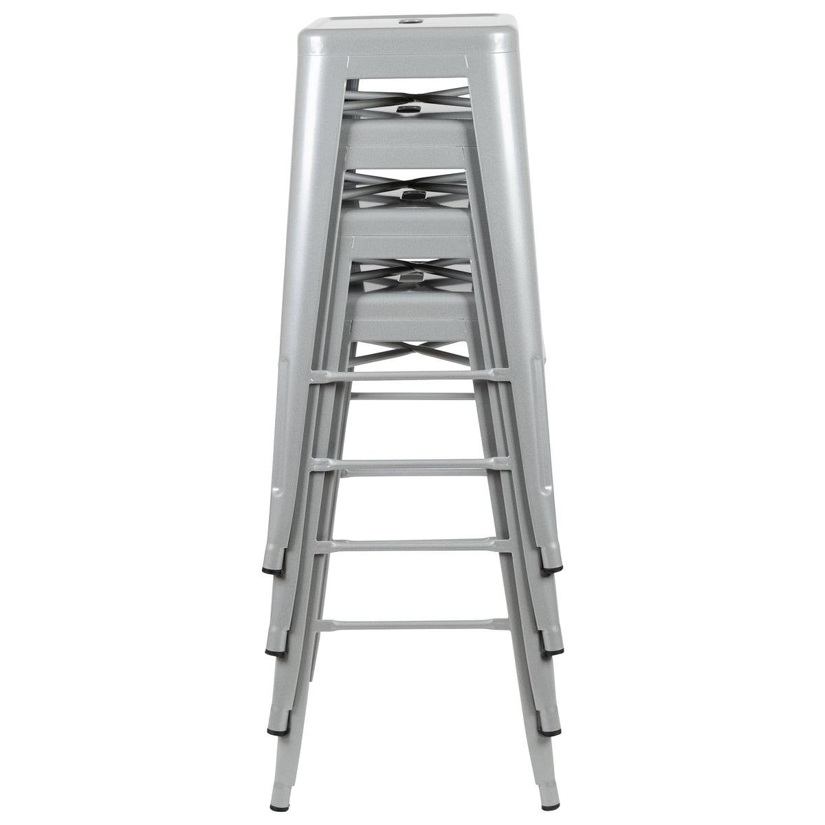 30" High Metal Indoor Bar Stool - Stackable Set of 4