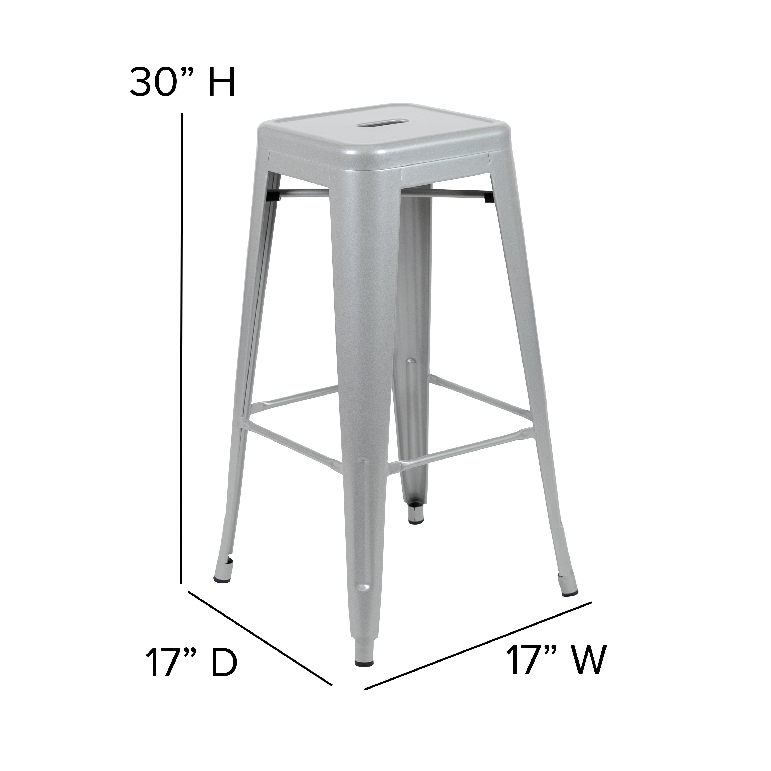 Cierra Set of 4 Commercial Grade 30" High Backless Metal Indoor Bar Height Stools with All-Weather Poly Resin Seats-Metal Bar Height Stools-Flash Furniture-Wall2Wall Furnishings