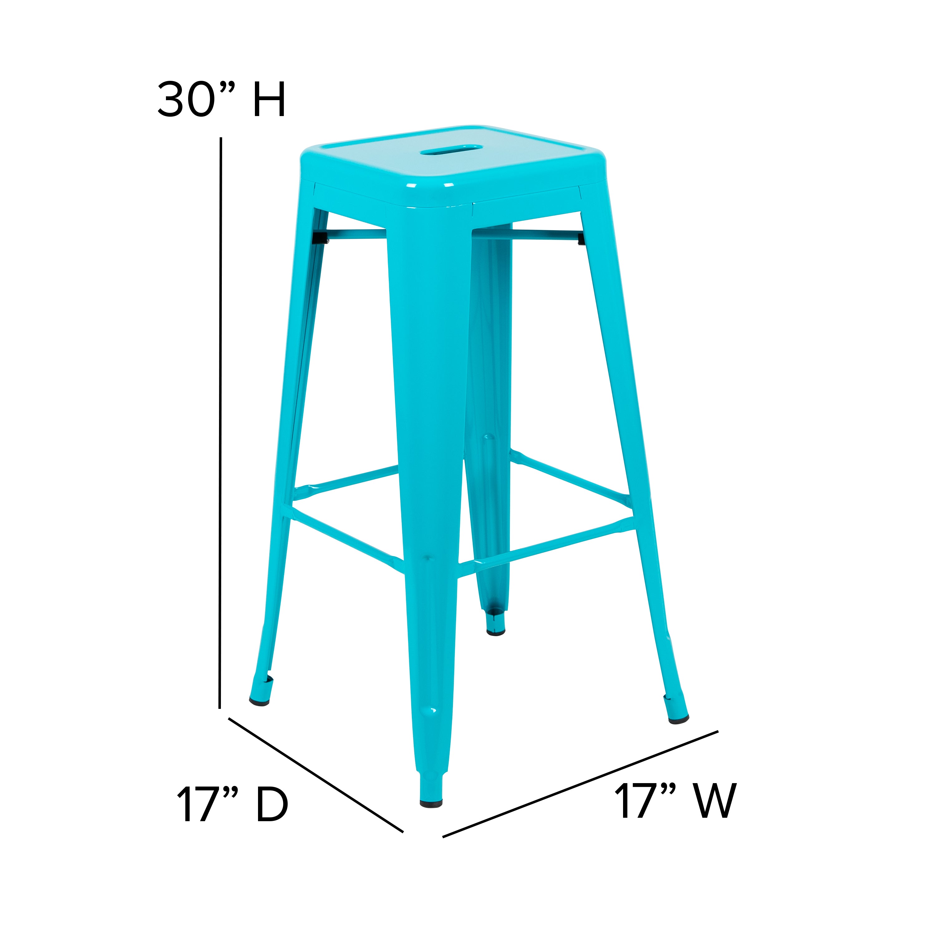30" High Metal Indoor Bar Stool - Stackable Set of 4-Metal Bar Height Stools-Flash Furniture-Wall2Wall Furnishings