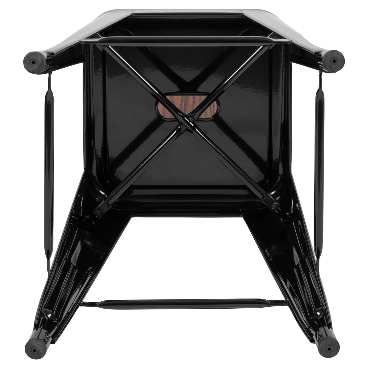 24" High Metal Counter-Height, Indoor Bar Stool with Wood Seat - Stackable Set of 4