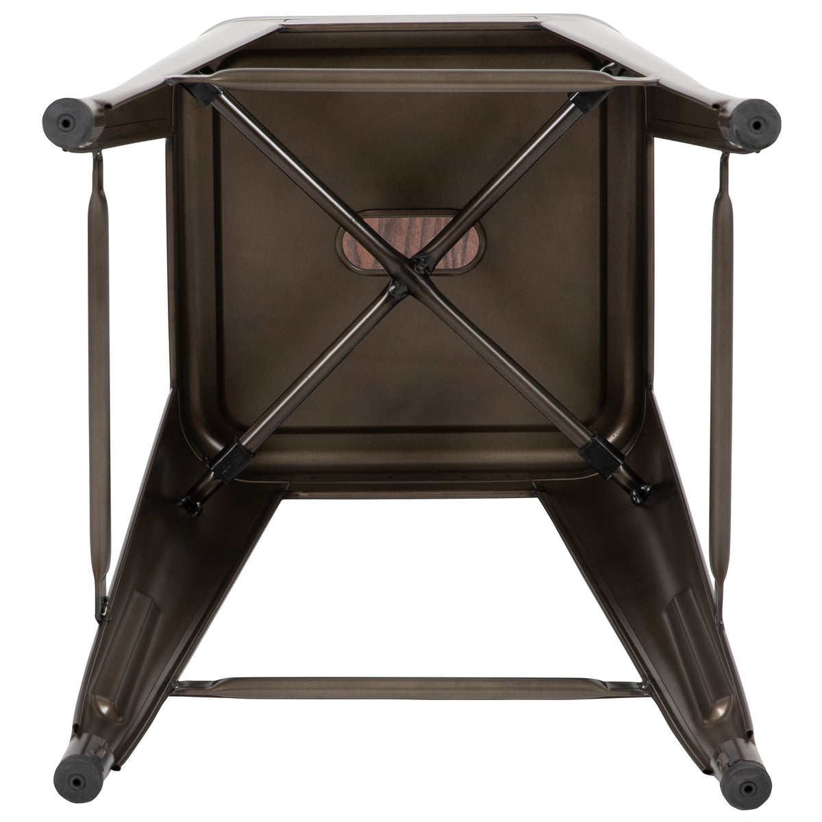 30" High Metal Indoor Bar Stool with Wood Seat - Stackable Set of 4