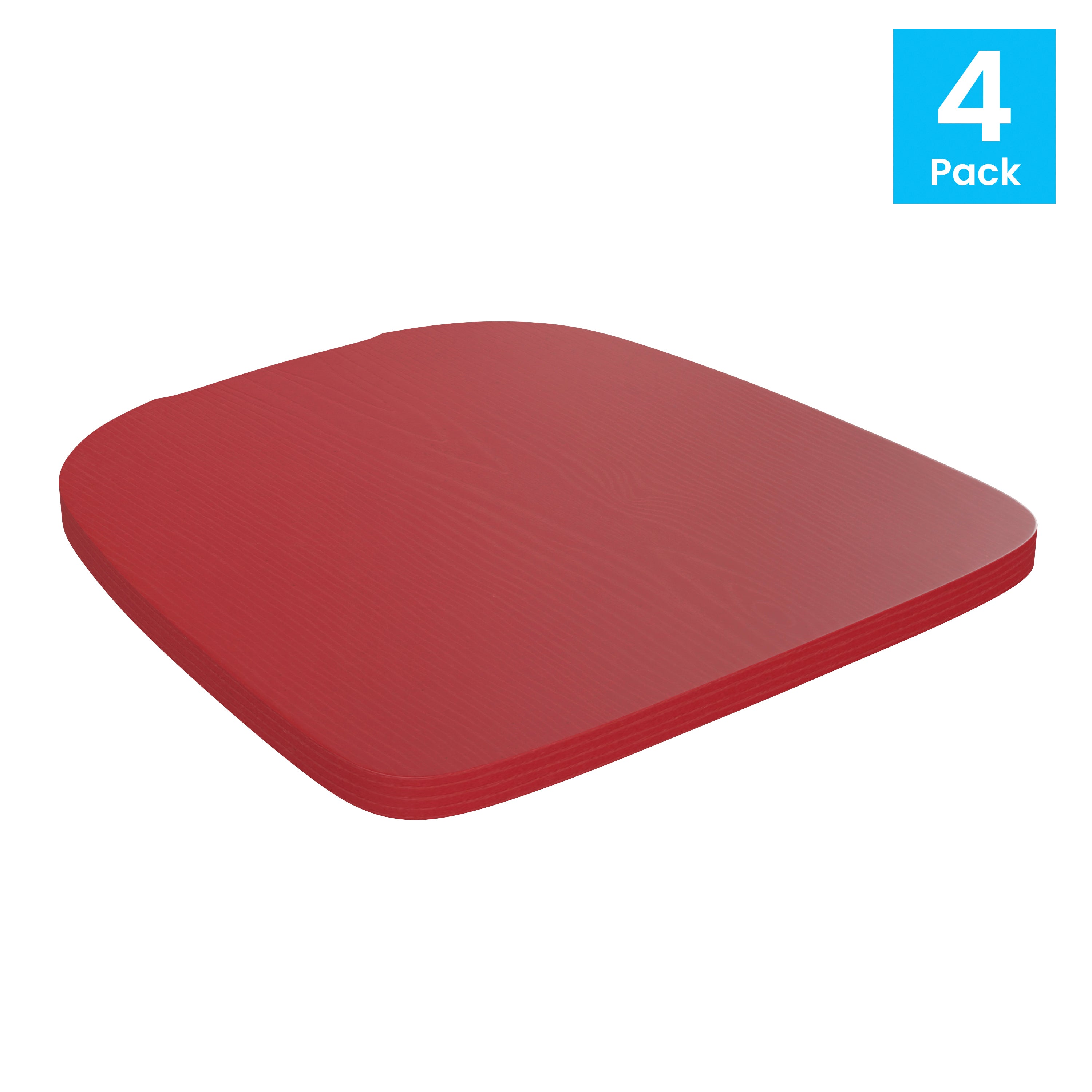 Perry Set of 4 Poly Resin Wood Seat with Rounded Edges for Colorful Metal Chairs and Stools-Colorful Metal Poly Resin Seats-Flash Furniture-Wall2Wall Furnishings