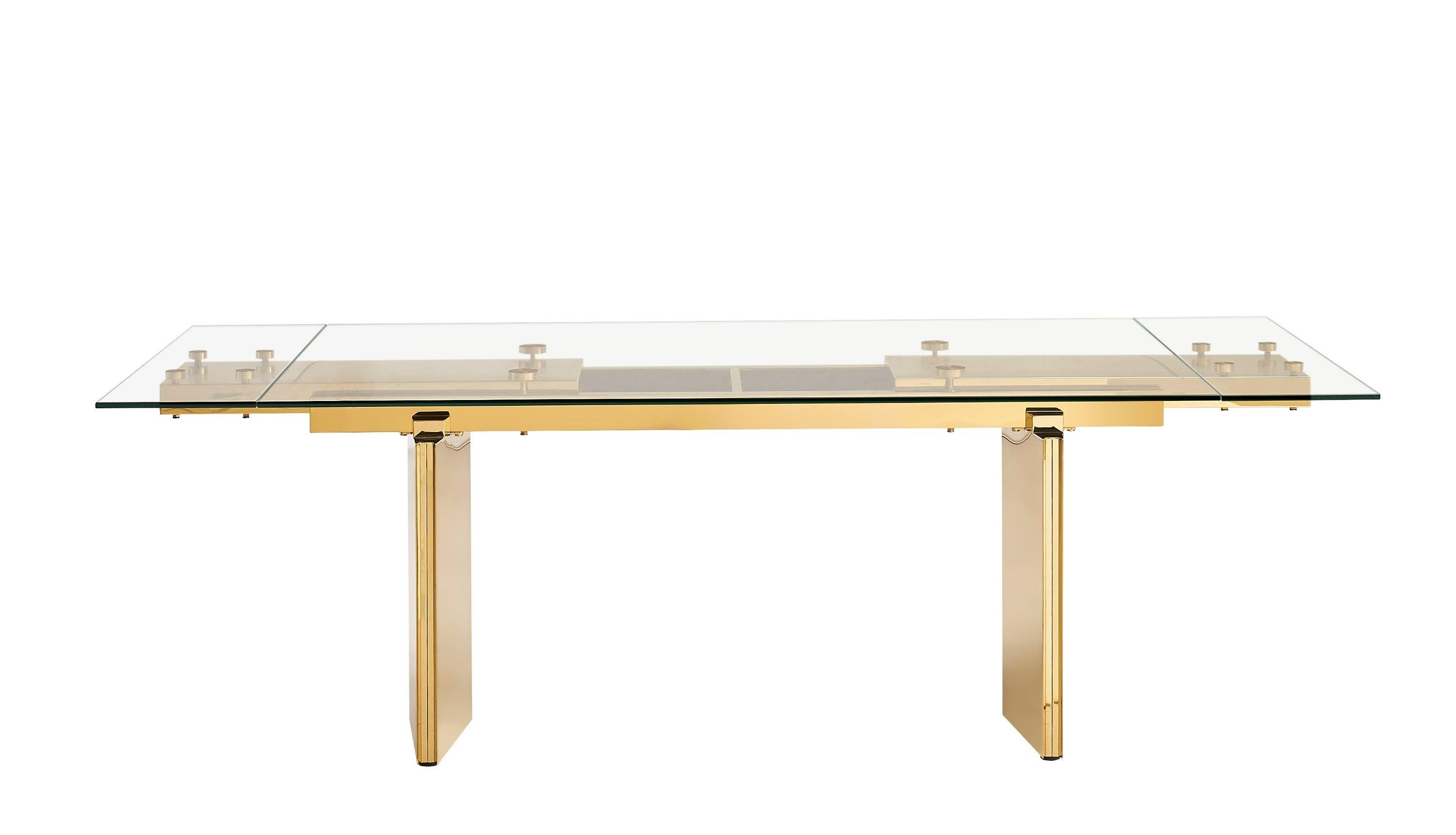 Modrest Nassim Glam Glass Extendable Dining Table