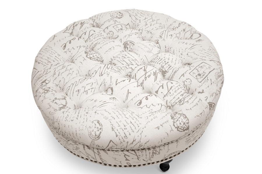 Palfrey Script Print Modern Tufted Ottoman