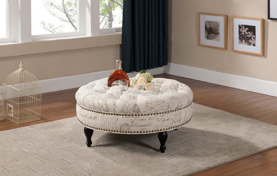 Palfrey Script Print Modern Tufted Ottoman