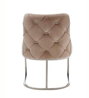 Modrest Daria Modern Velvet and Stainless Steel Dining Chair Set of 2
