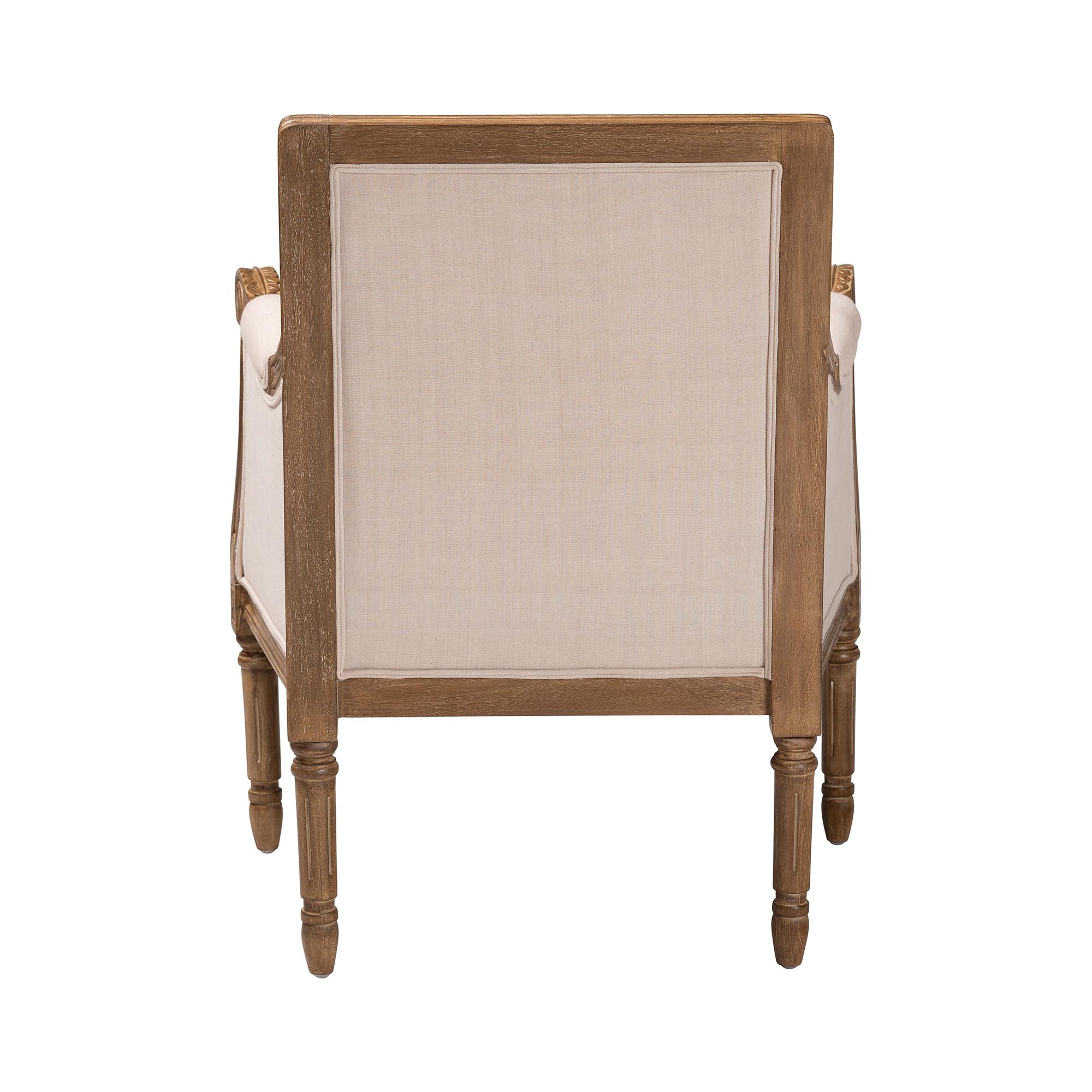 Chavanon Wood & Light Linen Traditional French Accent Chair