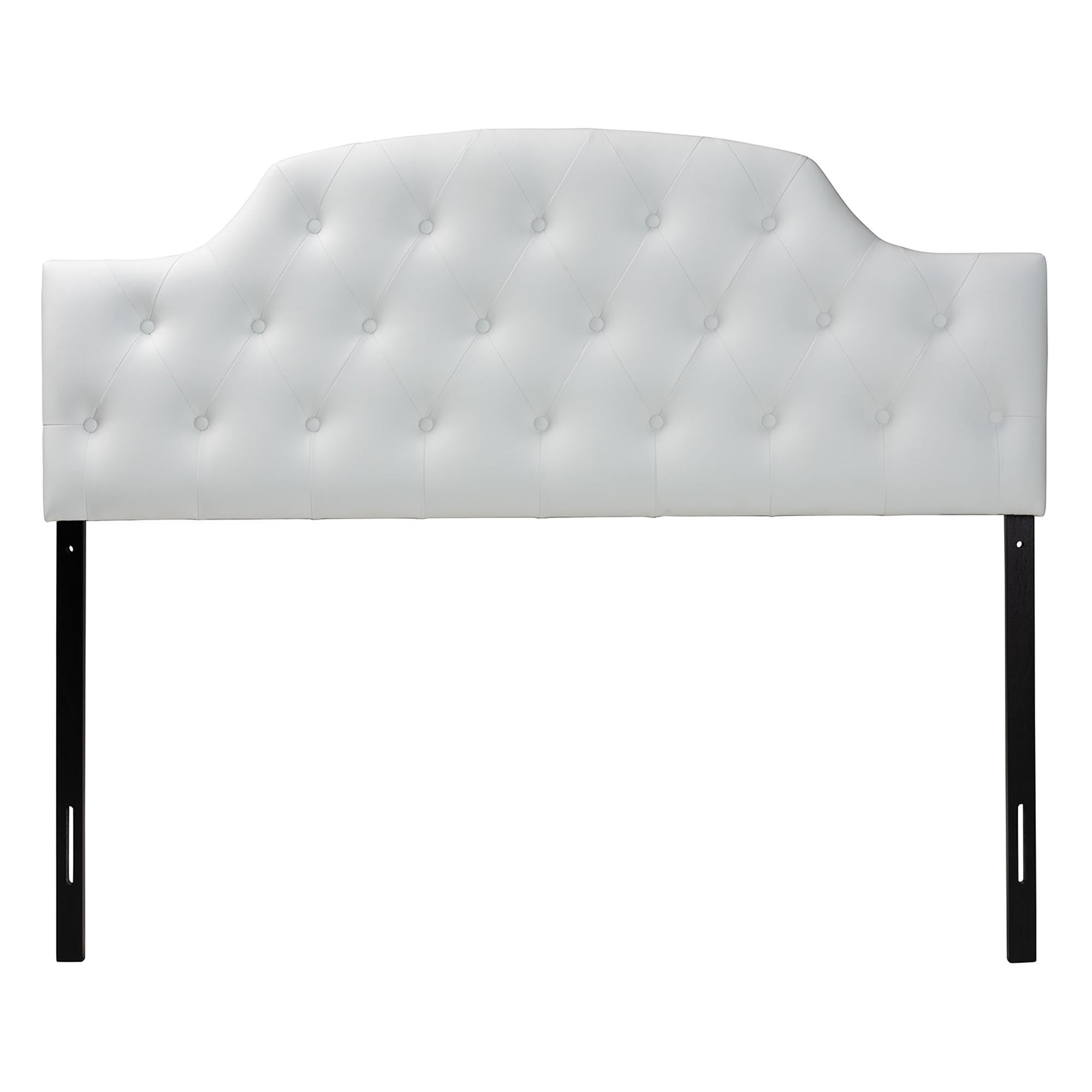 Morris Modern and Contemporary Faux Leather Upholstered Button-Tufted Scalloped Headboard