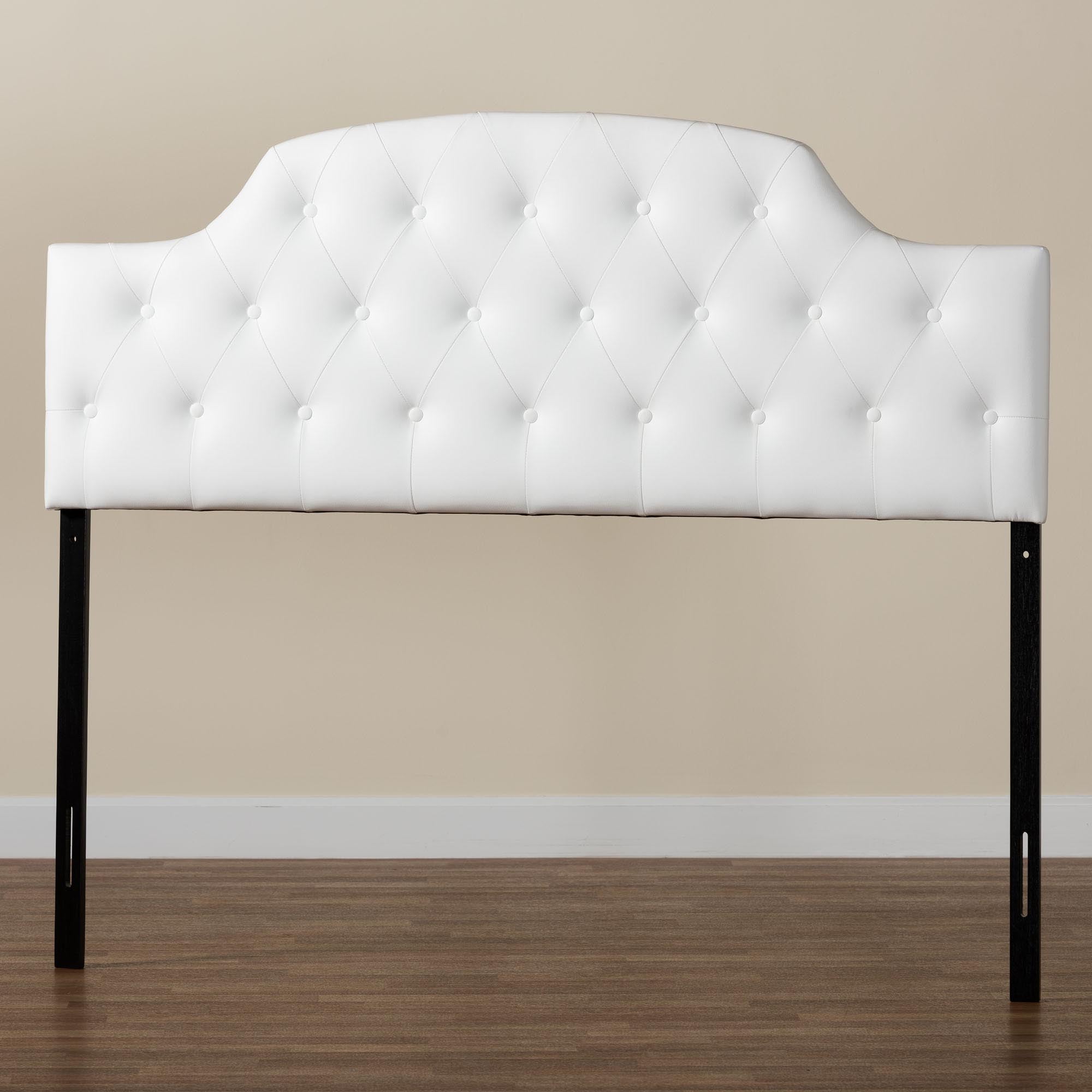 Morris Modern and Contemporary Faux Leather Upholstered Button-Tufted Scalloped Headboard