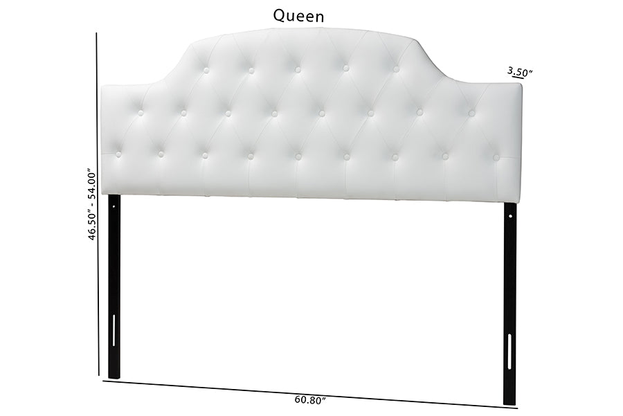 Morris Modern and Contemporary Faux Leather Upholstered Button-Tufted Scalloped Headboard