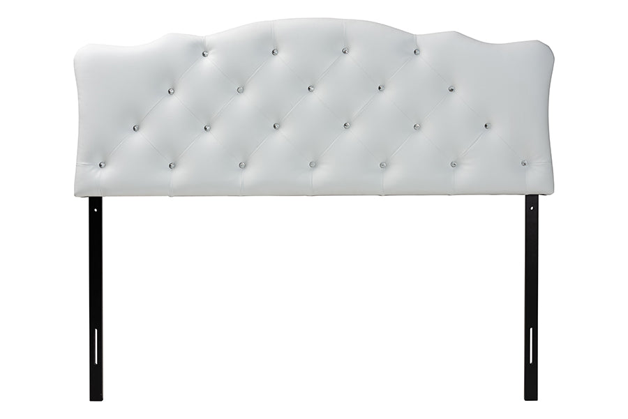 Rita Modern and Contemporary Faux Leather Upholstered Button-Tufted Scalloped Headboard