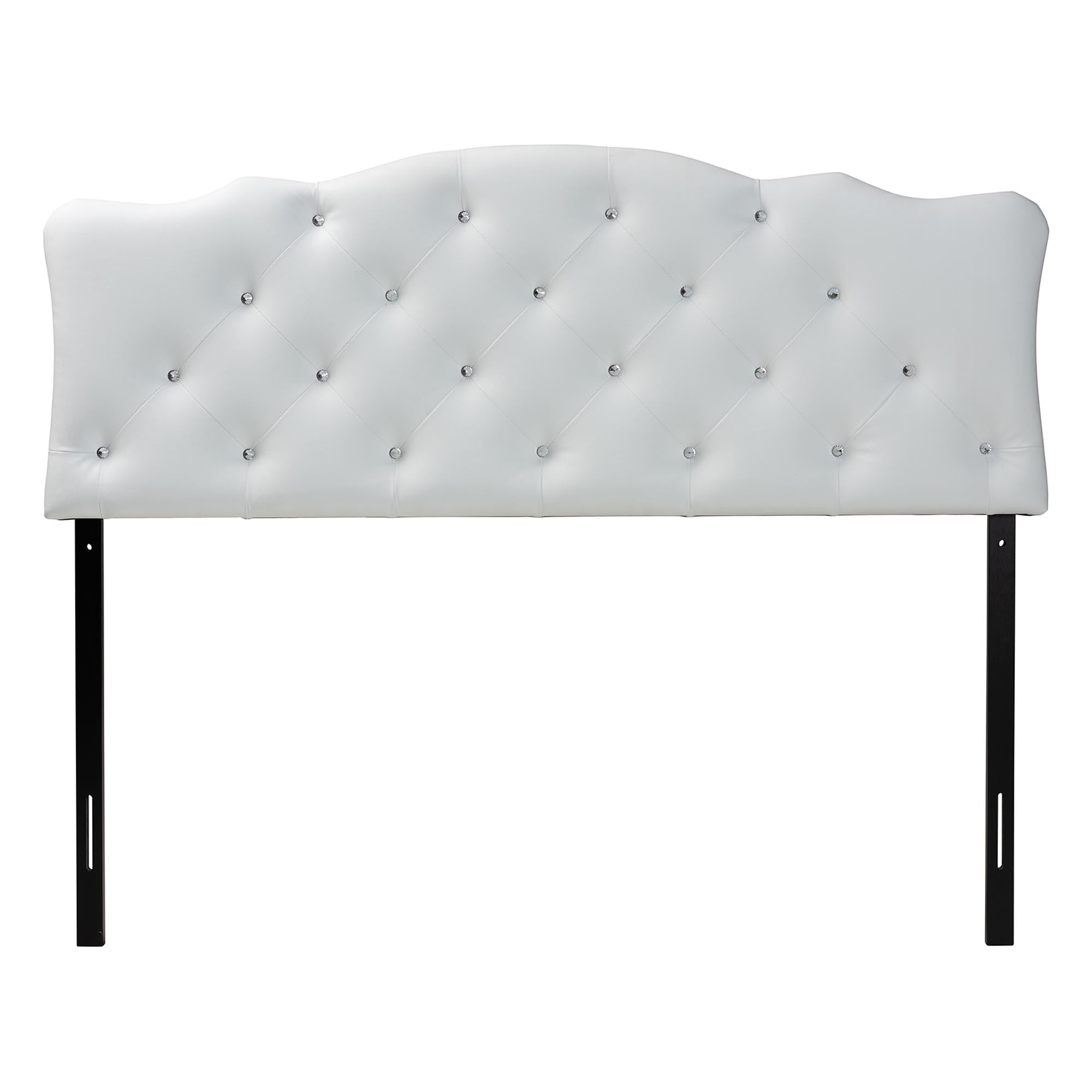 Rita Modern and Contemporary Faux Leather Upholstered Button-Tufted Scalloped Headboard