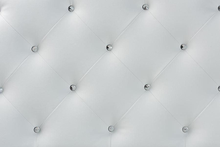 Rita Modern and Contemporary Faux Leather Upholstered Button-Tufted Scalloped Headboard