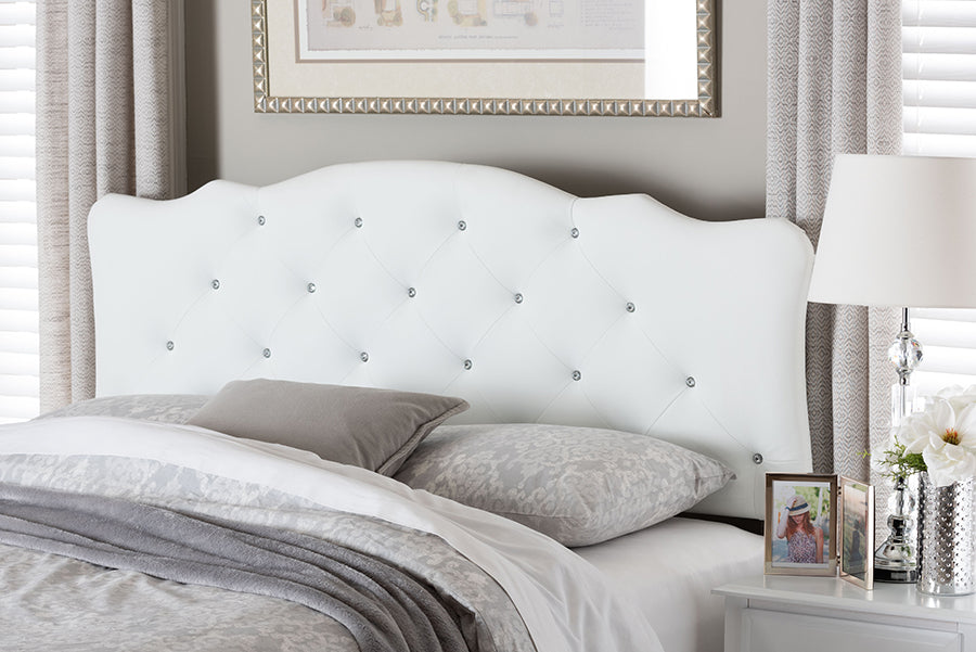 Rita Modern and Contemporary Faux Leather Upholstered Button-Tufted Scalloped Headboard