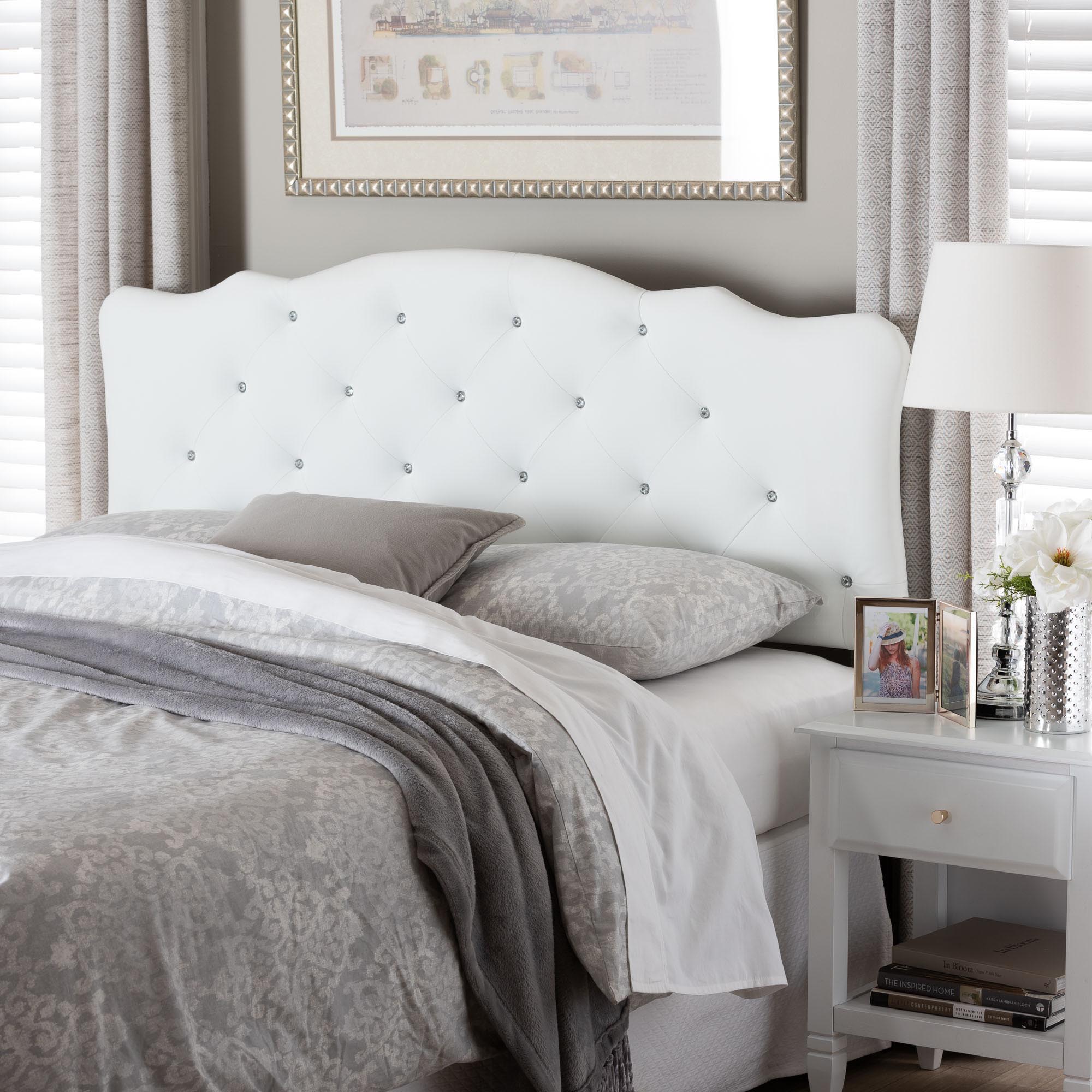 Rita Modern and Contemporary Faux Leather Upholstered Button-Tufted Scalloped Headboard