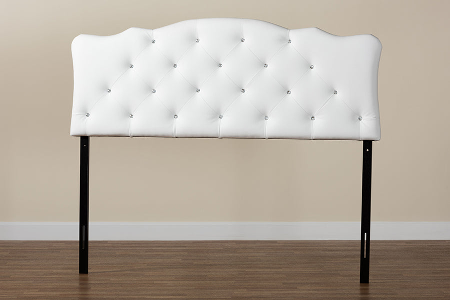 Rita Modern and Contemporary Faux Leather Upholstered Button-Tufted Scalloped Headboard