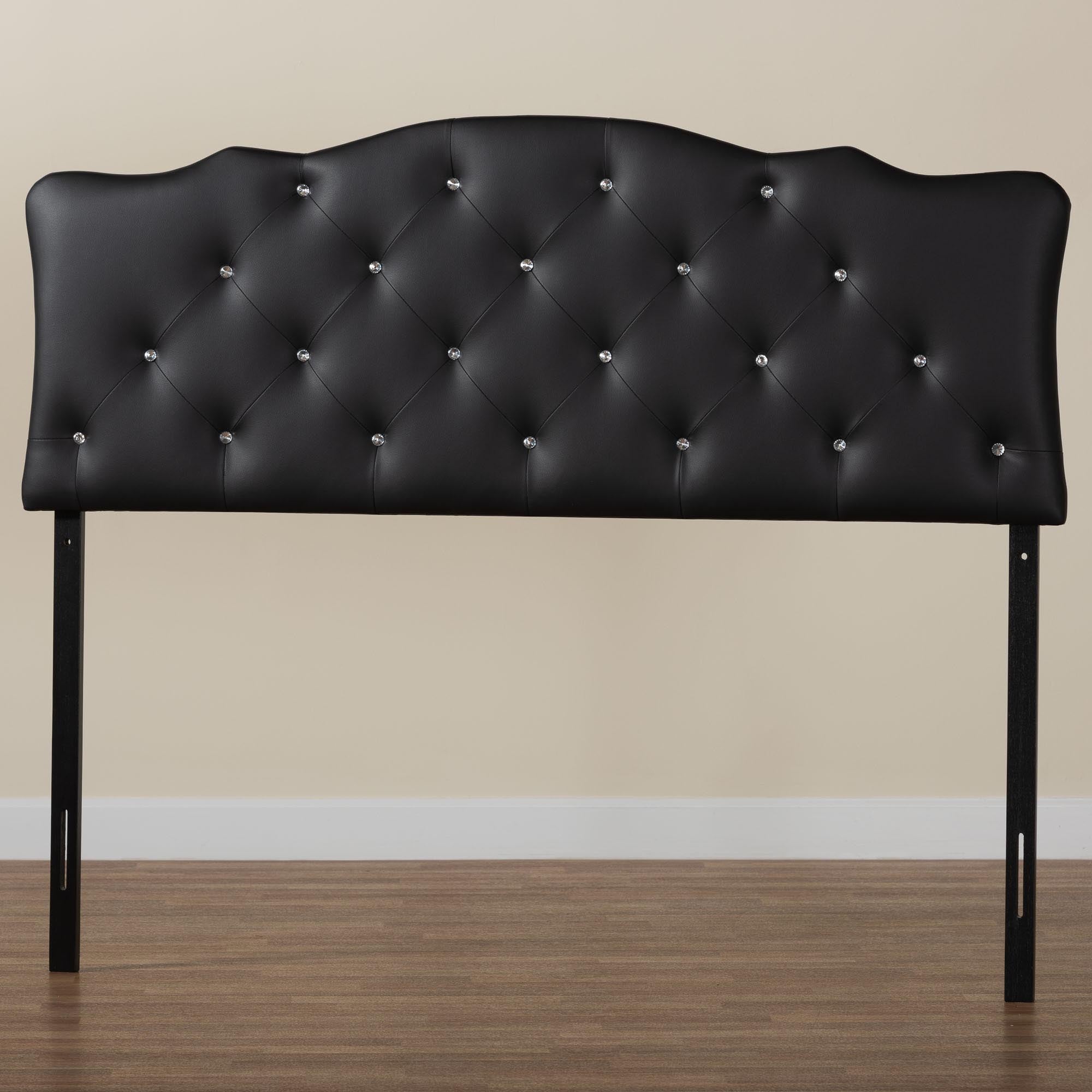 Rita Modern and Contemporary Faux Leather Upholstered Button-Tufted Scalloped Headboard