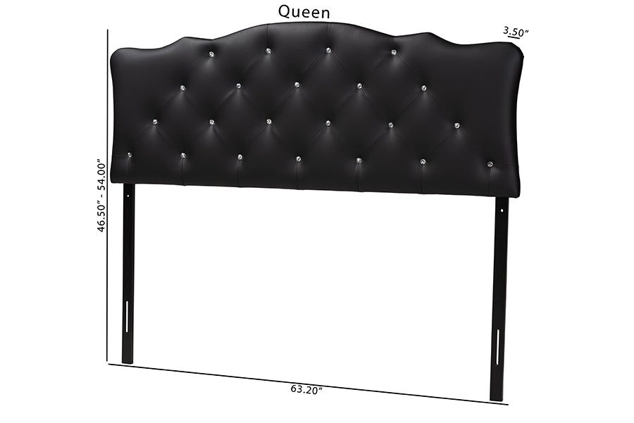 Rita Modern and Contemporary Faux Leather Upholstered Button-Tufted Scalloped Headboard