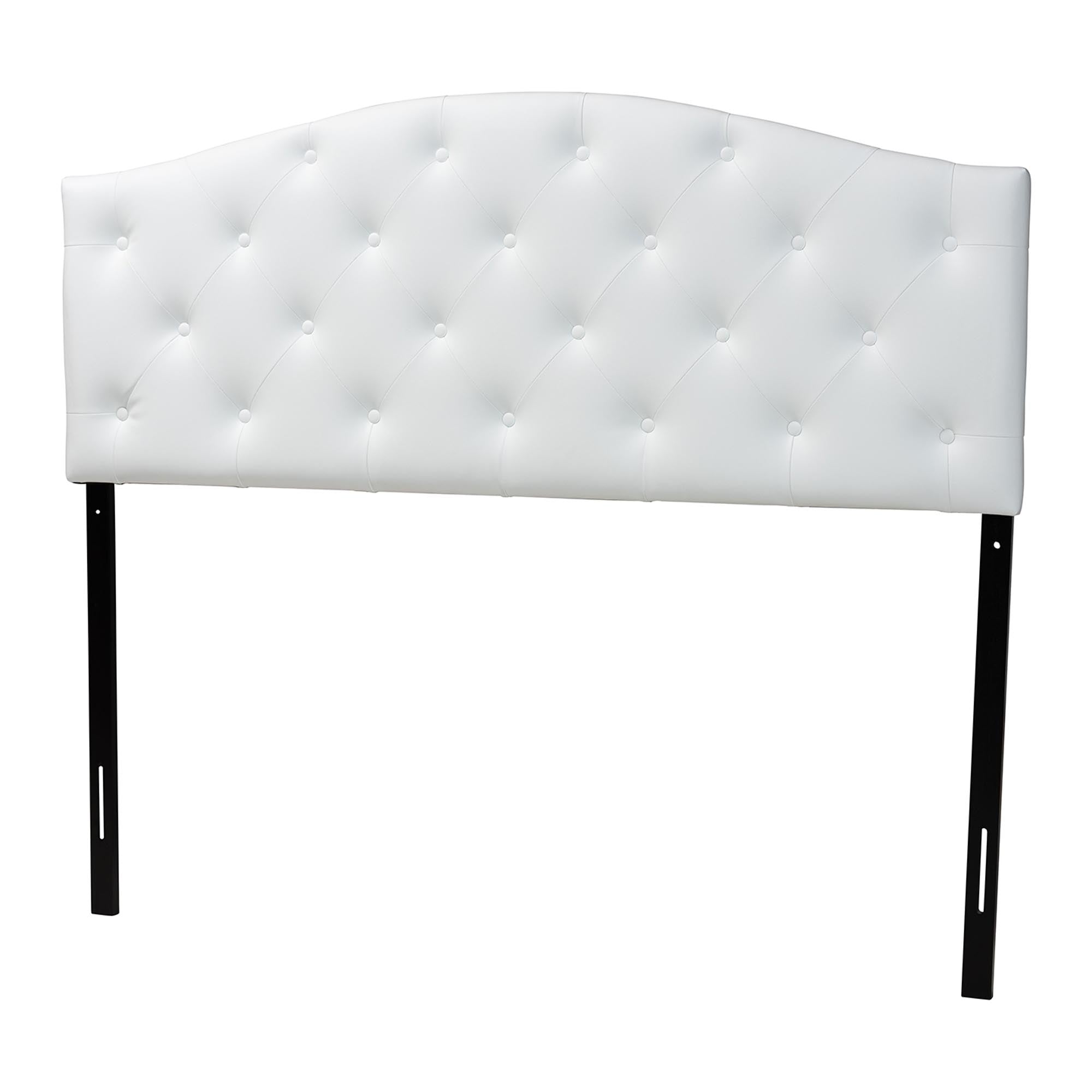 Myra Modern and Contemporary Faux Leather Upholstered Button-Tufted Scalloped Headboard
