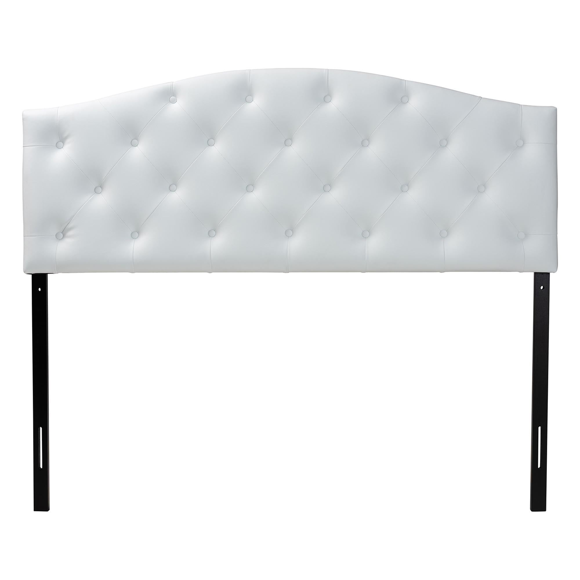 Myra Modern and Contemporary Faux Leather Upholstered Button-Tufted Scalloped Headboard