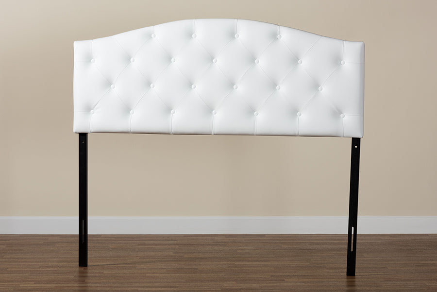 Myra Modern and Contemporary Faux Leather Upholstered Button-Tufted Scalloped Headboard