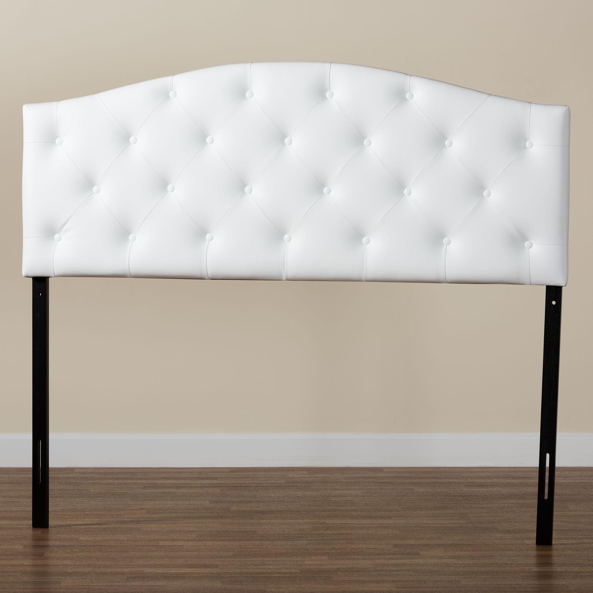 Myra Modern and Contemporary Faux Leather Upholstered Button-Tufted Scalloped Headboard