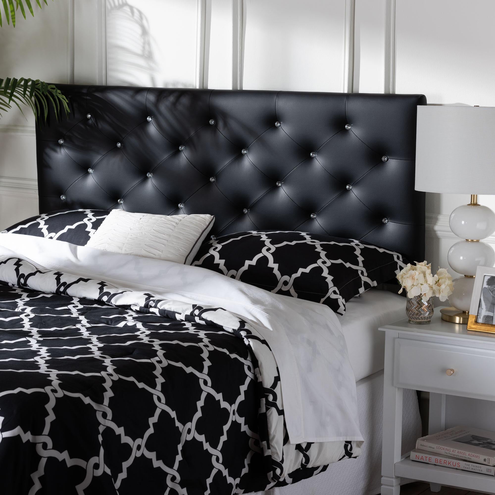 Viviana Modern and Contemporary Faux Leather Upholstered Button-Tufted Headboard
