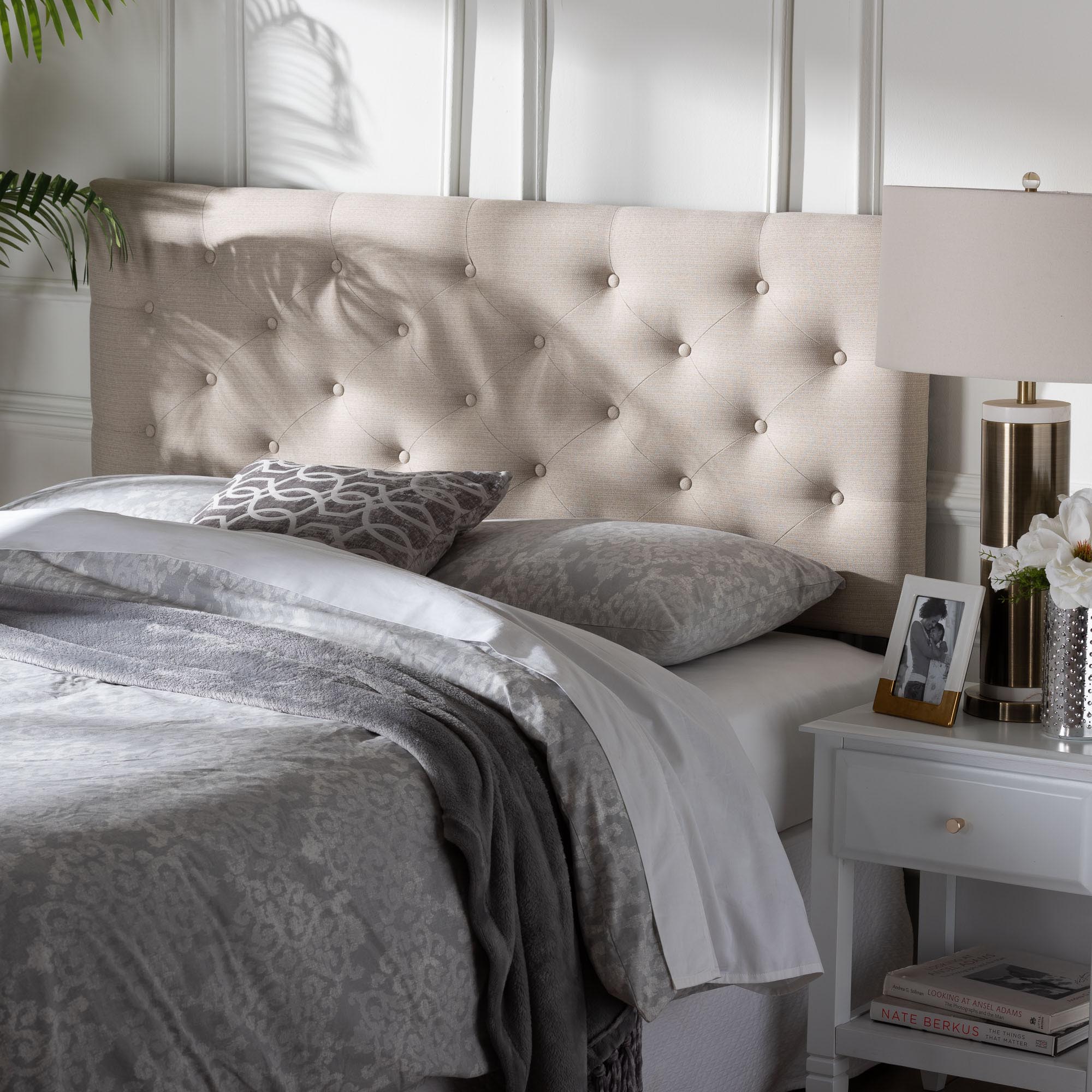 Viviana Modern and Contemporary Light Fabric Upholstered Button-tufted Headboard
