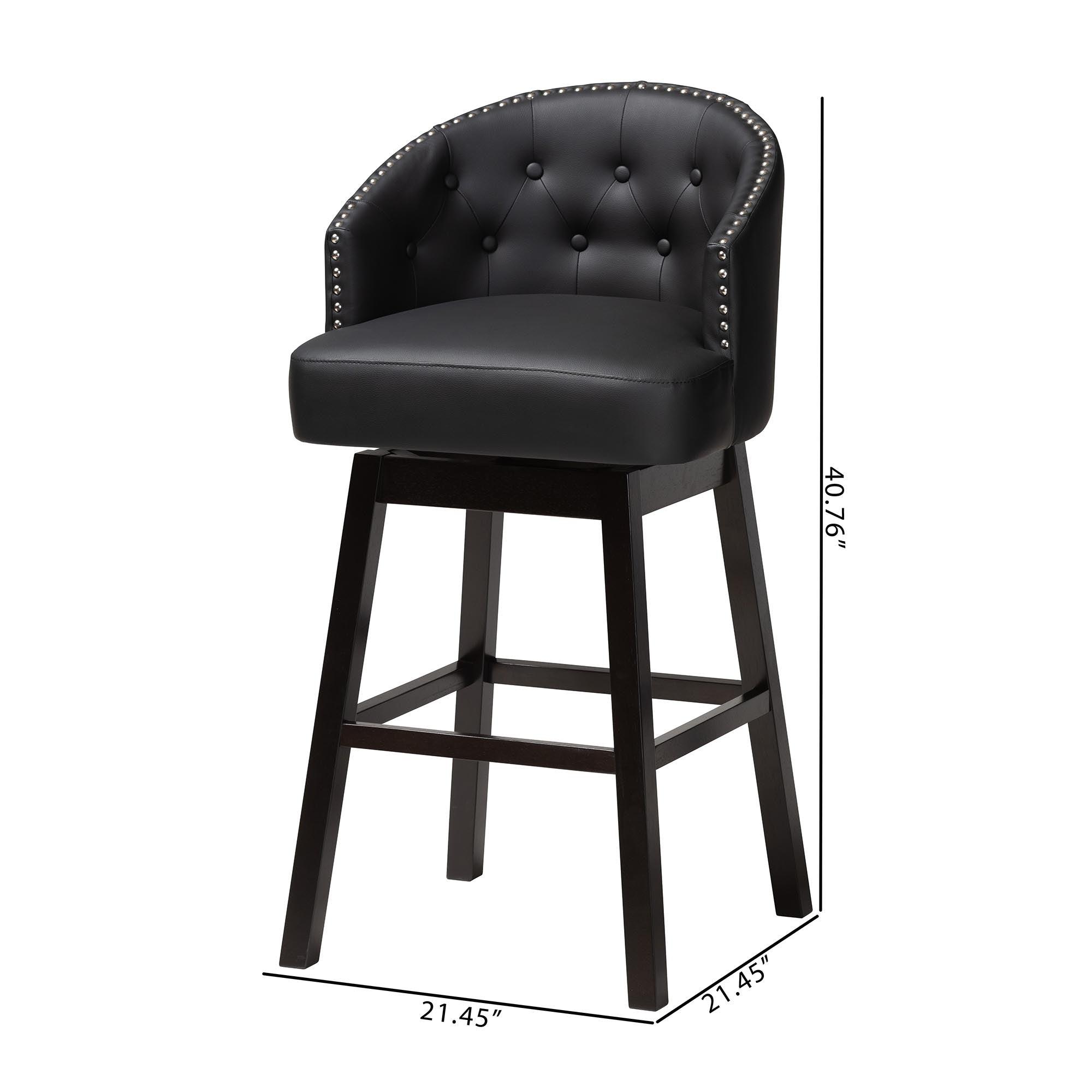 Avril Modern and Contemporary Faux Leather Tufted Swivel Barstool with Nail heads Trim (Set of 2)