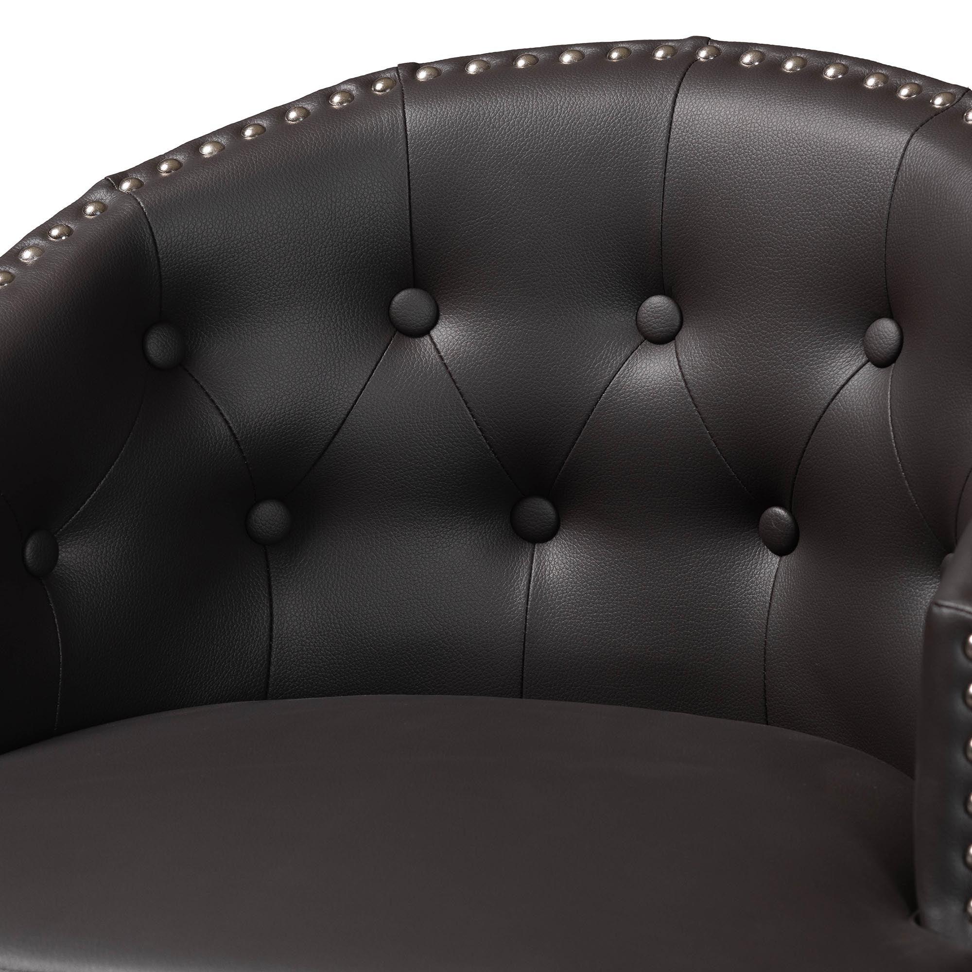 Avril Modern and Contemporary Faux Leather Tufted Swivel Barstool with Nail heads Trim (Set of 2)