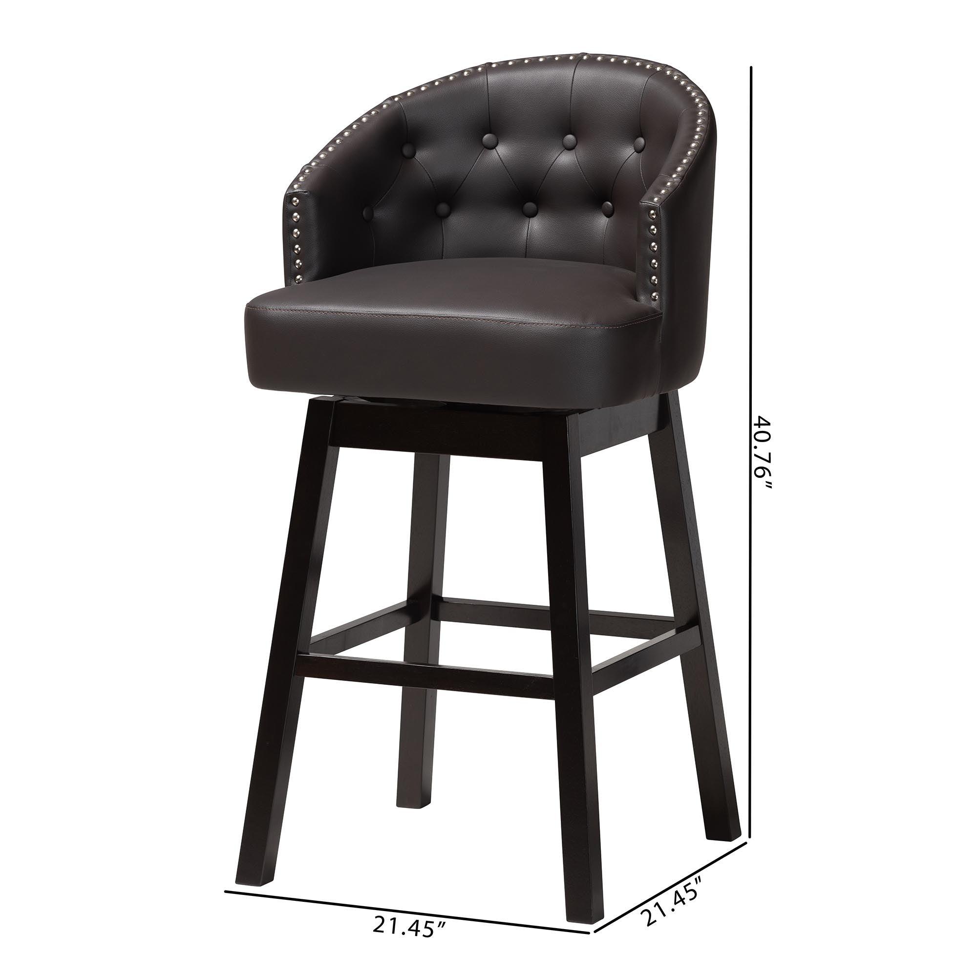 Avril Modern and Contemporary Faux Leather Tufted Swivel Barstool with Nail heads Trim (Set of 2)