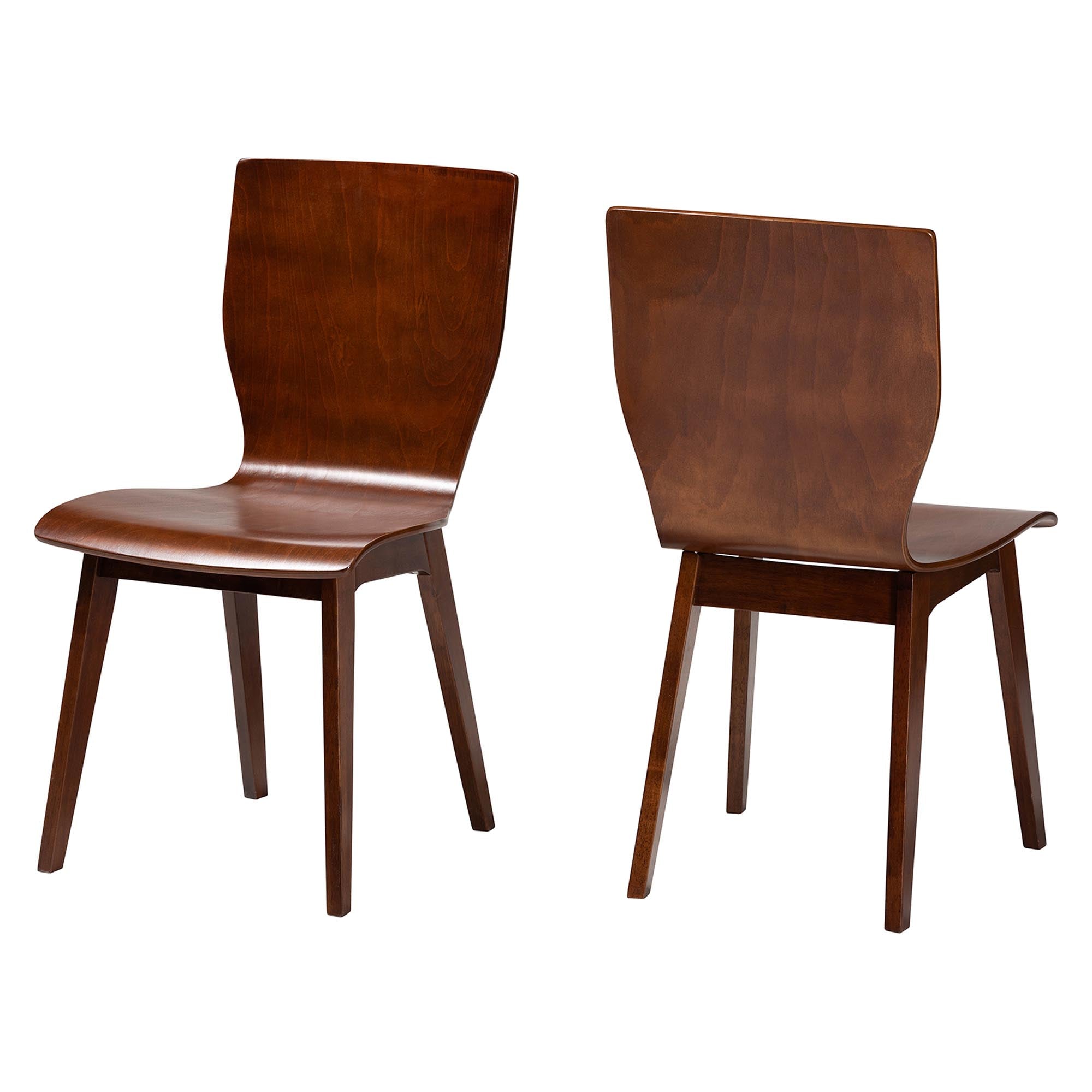 Elsa Mid-century Modern Scandinavian Style Dark Bent Wood Dining Chair (Set of 2)