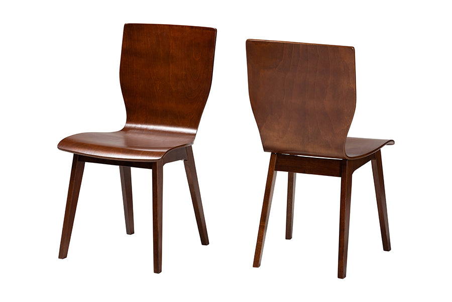 Elsa Mid-century Modern Scandinavian Style Dark Bent Wood Dining Chair (Set of 2)
