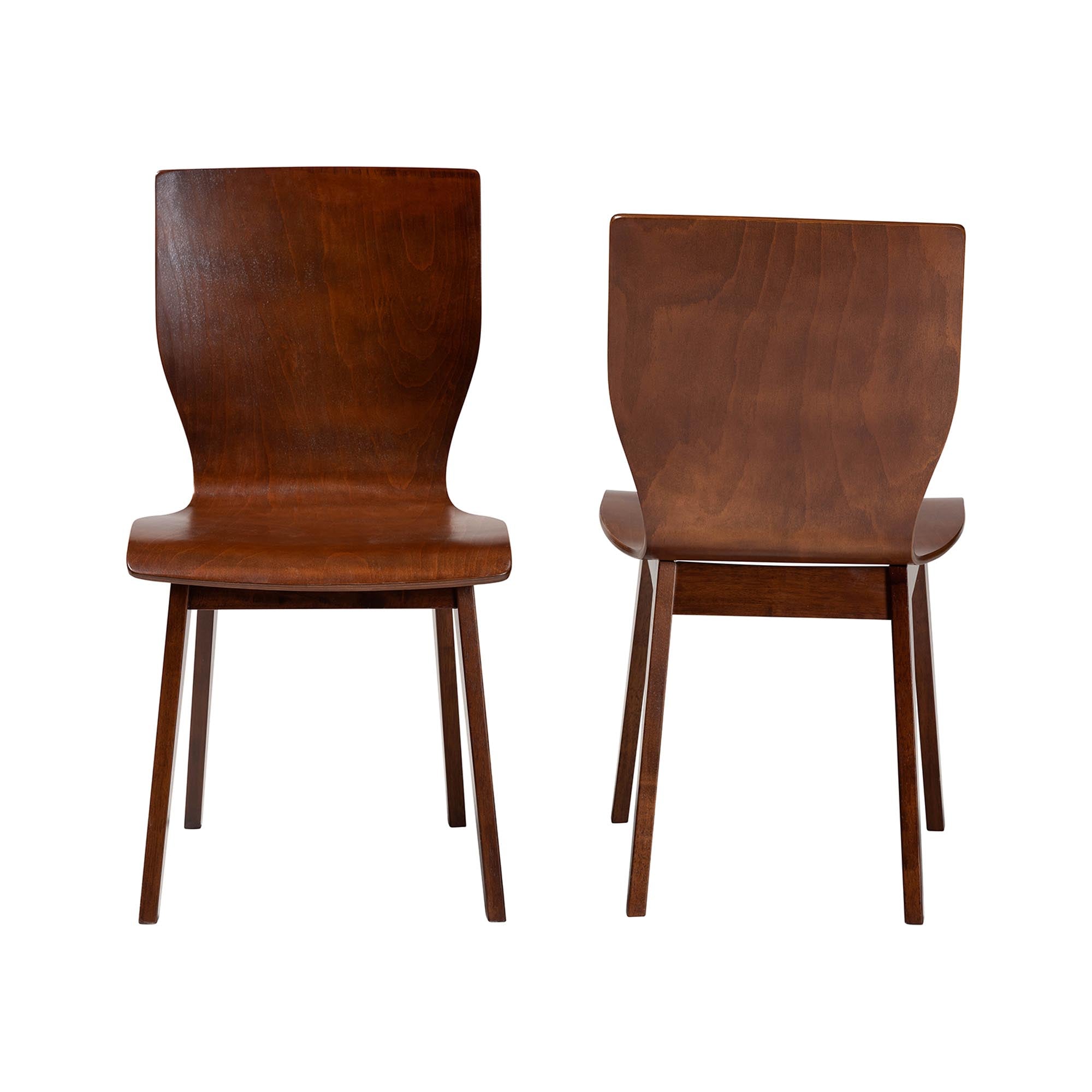 Elsa Mid-century Modern Scandinavian Style Dark Bent Wood Dining Chair (Set of 2)