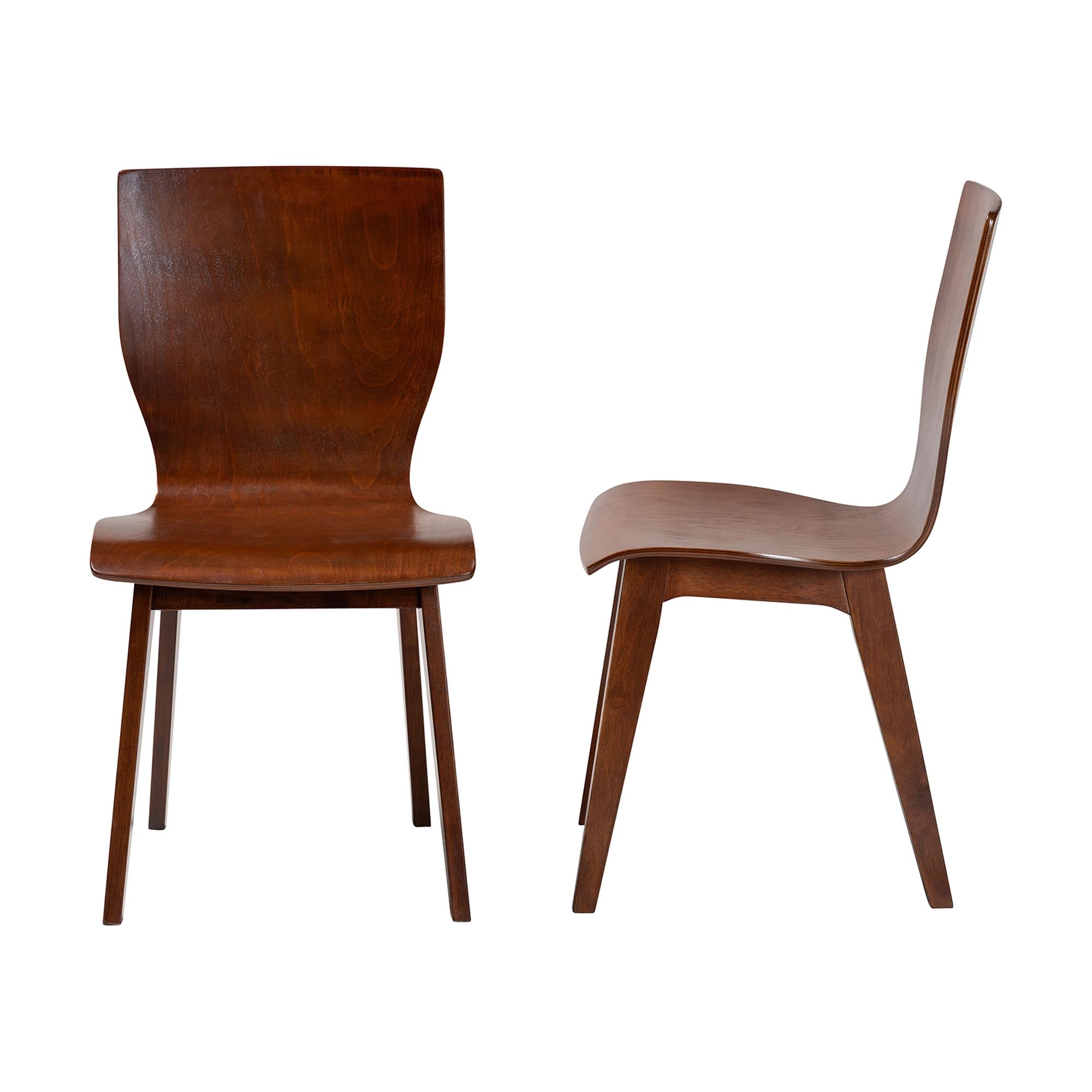 Elsa Mid-century Modern Scandinavian Style Dark Bent Wood Dining Chair (Set of 2)