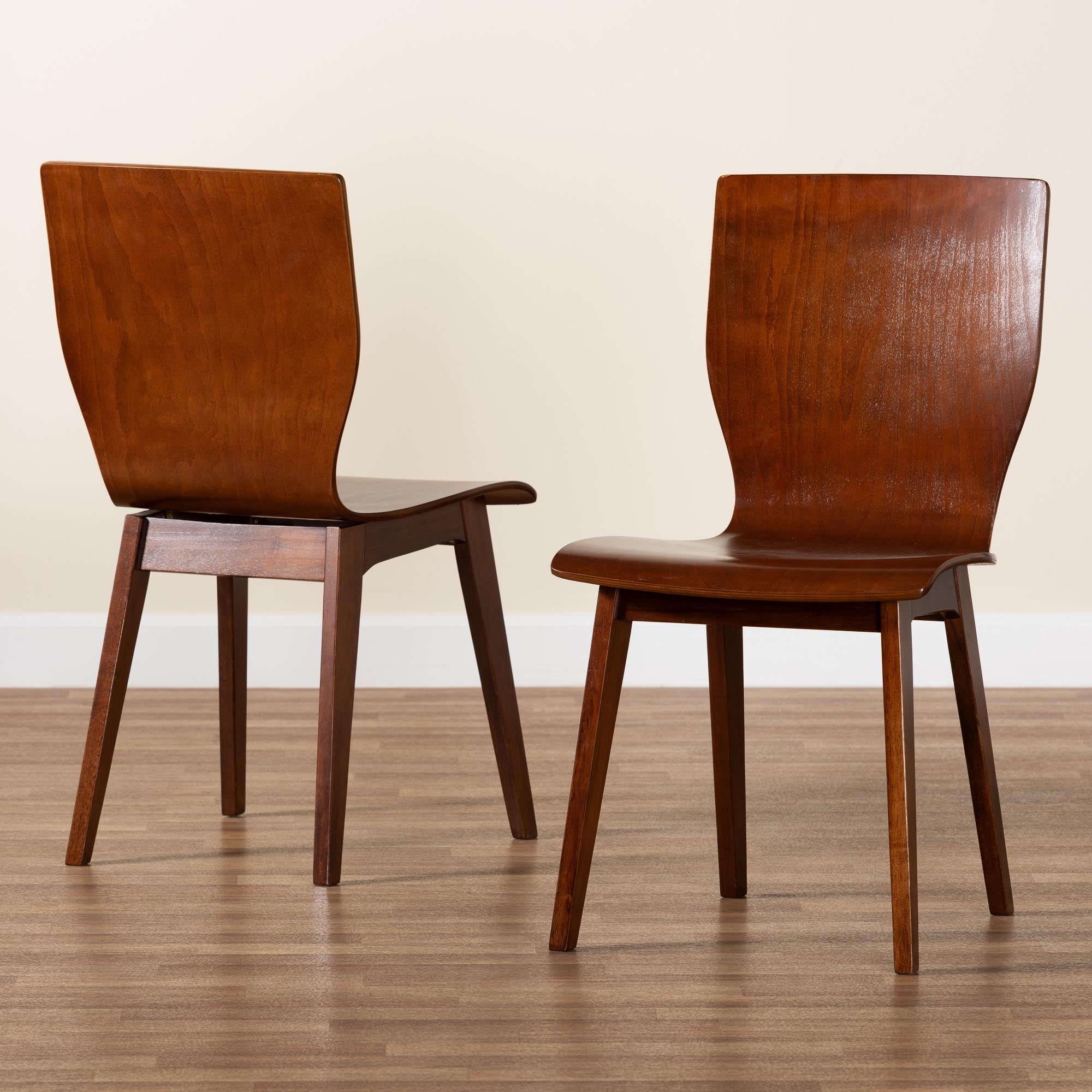 Elsa Mid-century Modern Scandinavian Style Dark Bent Wood Dining Chair (Set of 2)