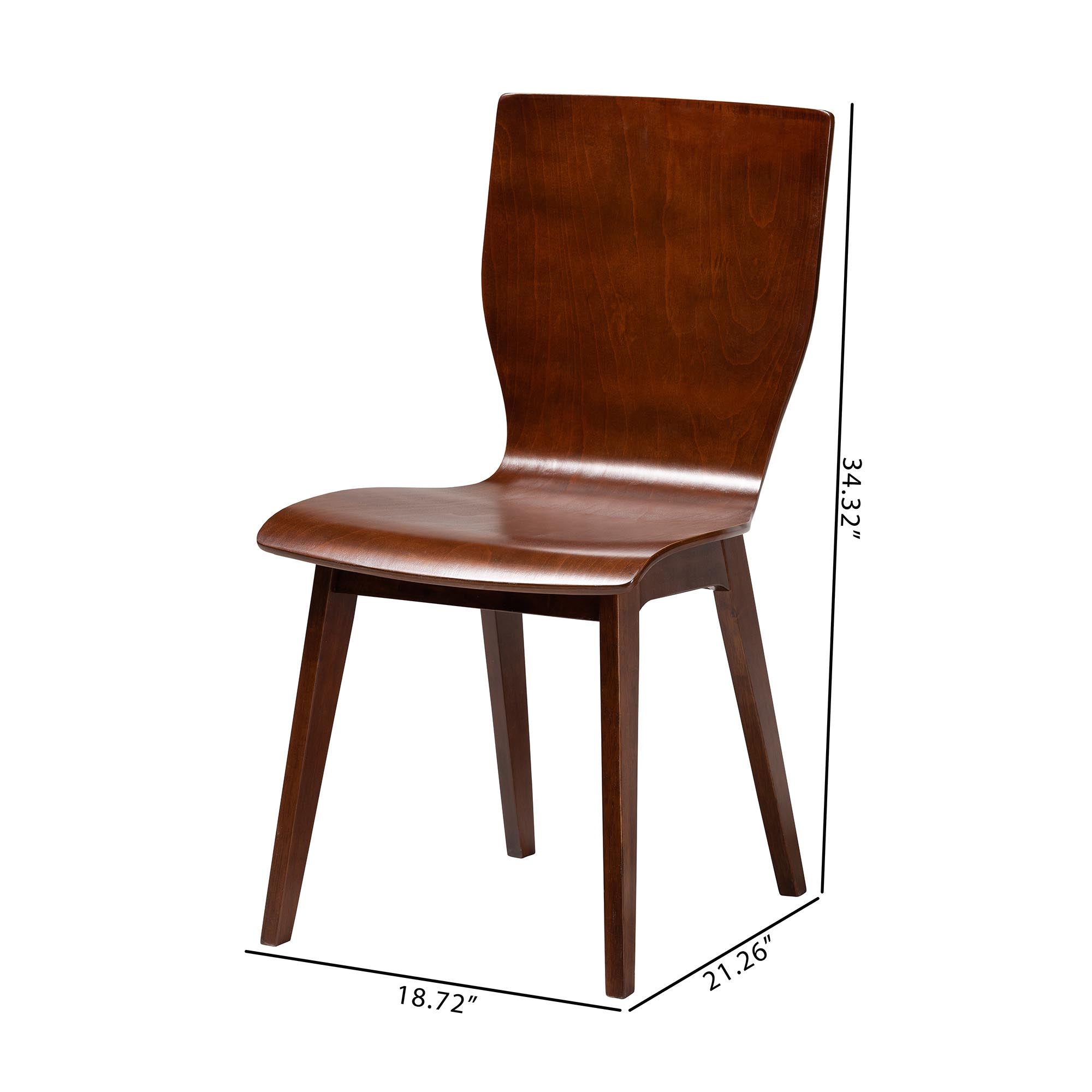 Elsa Mid-century Modern Scandinavian Style Dark Bent Wood Dining Chair (Set of 2)