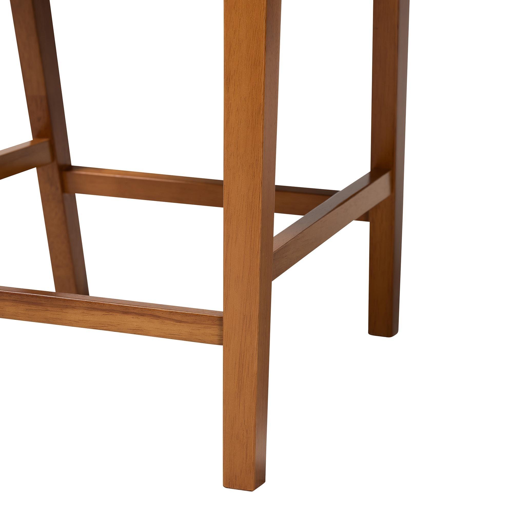 Olivia Mid-century Modern Scandinavian Style Dark Wood Faux Leather Pub Stool (Set of 2)