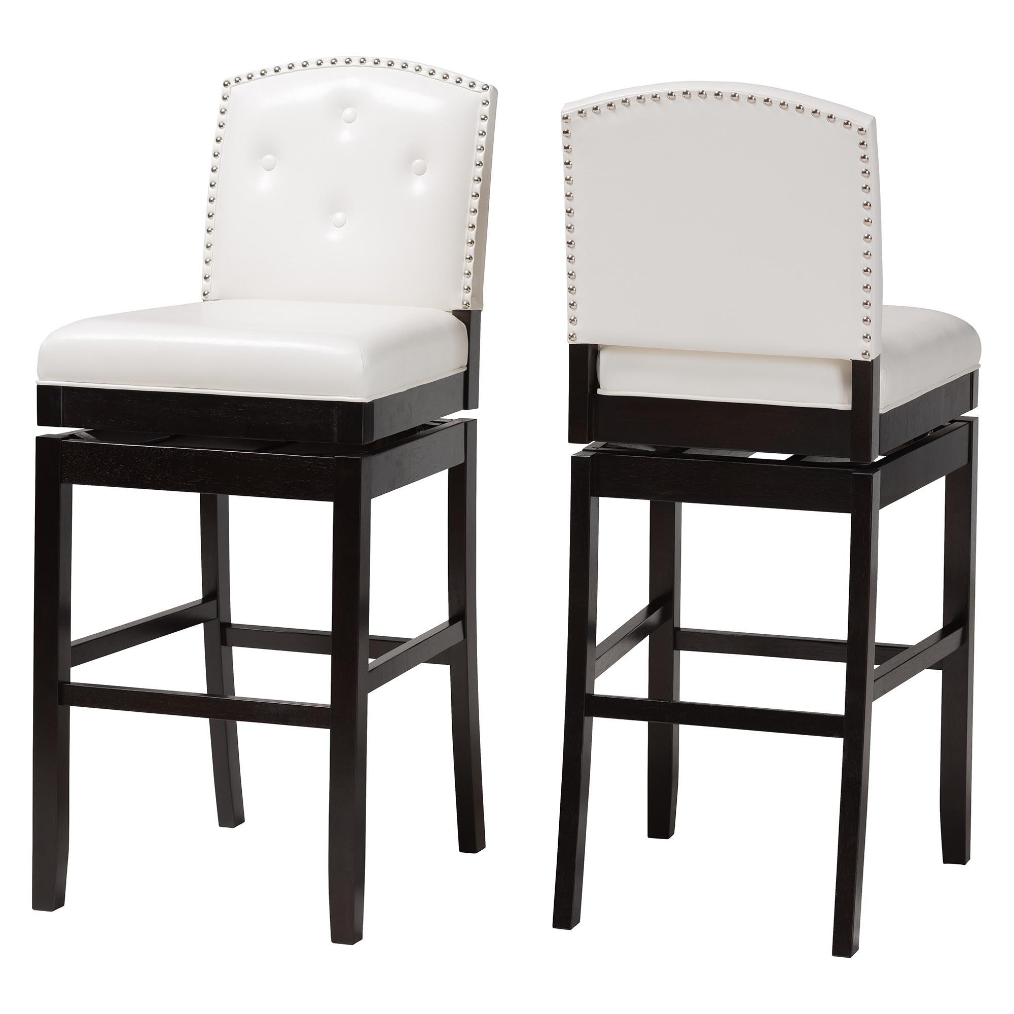 Ginaro Modern and Contemporary Faux Leather Button-tufted Upholstered Swivel Bar Stool (Set of 2)
