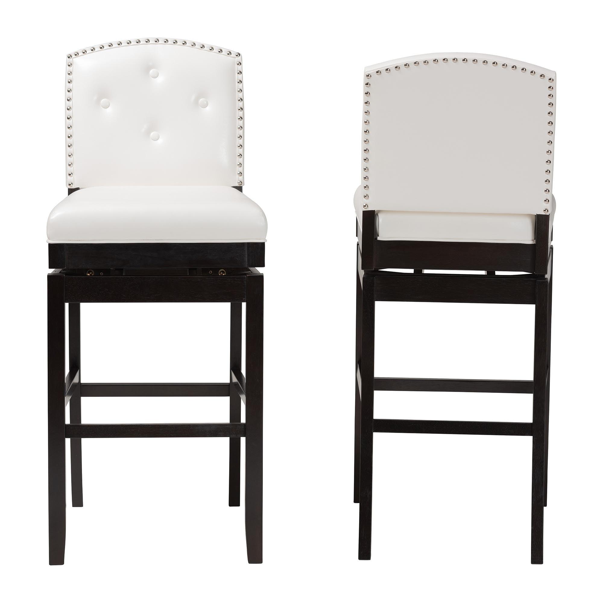 Ginaro Modern and Contemporary Faux Leather Button-tufted Upholstered Swivel Bar Stool (Set of 2)