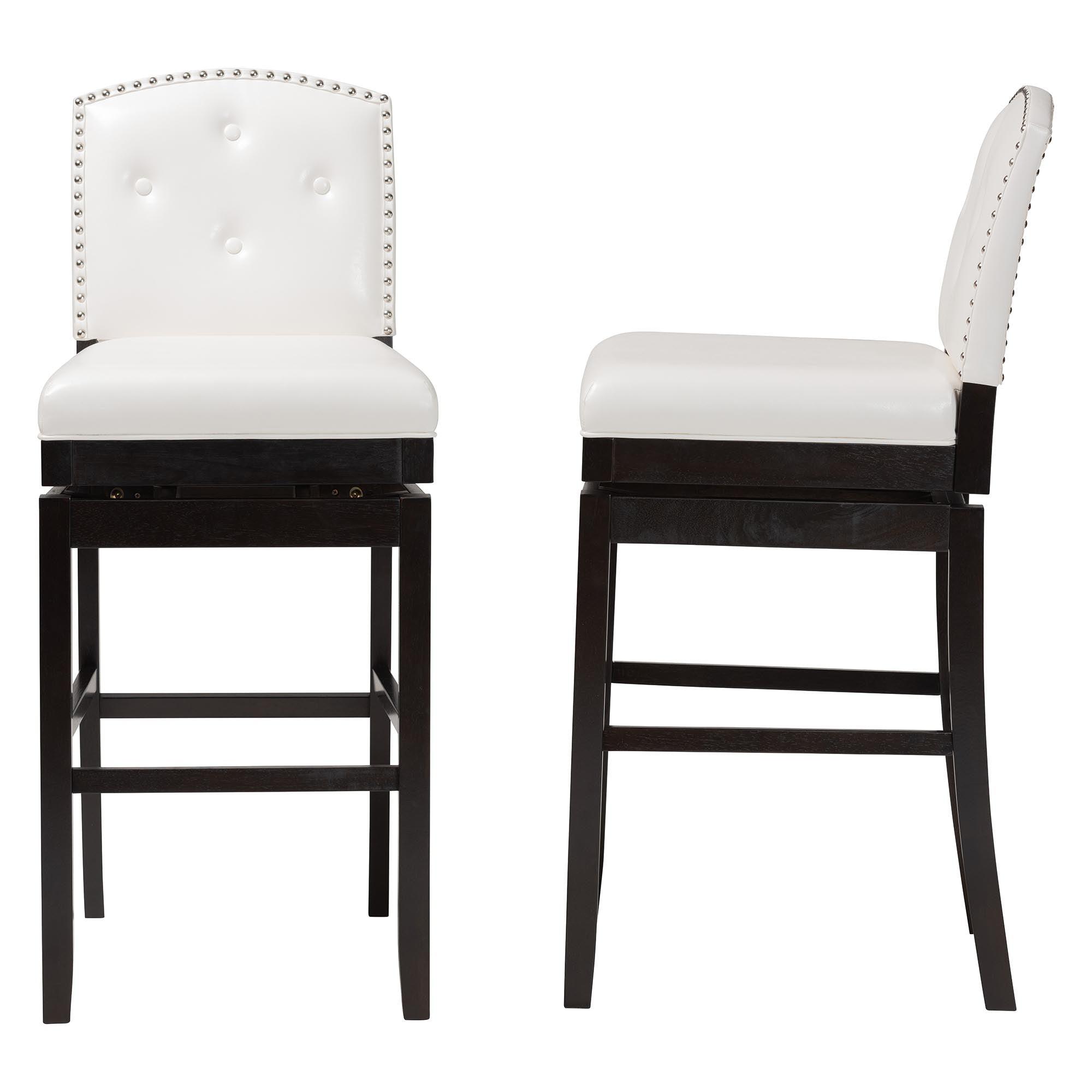Ginaro Modern and Contemporary Faux Leather Button-tufted Upholstered Swivel Bar Stool (Set of 2)