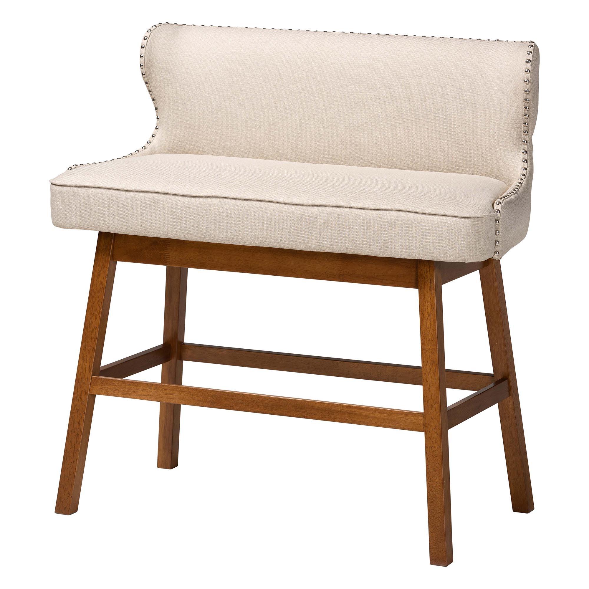 Gradisca Modern and Contemporary Light Fabric Button-tufted Upholstered Bar Bench Banquette
