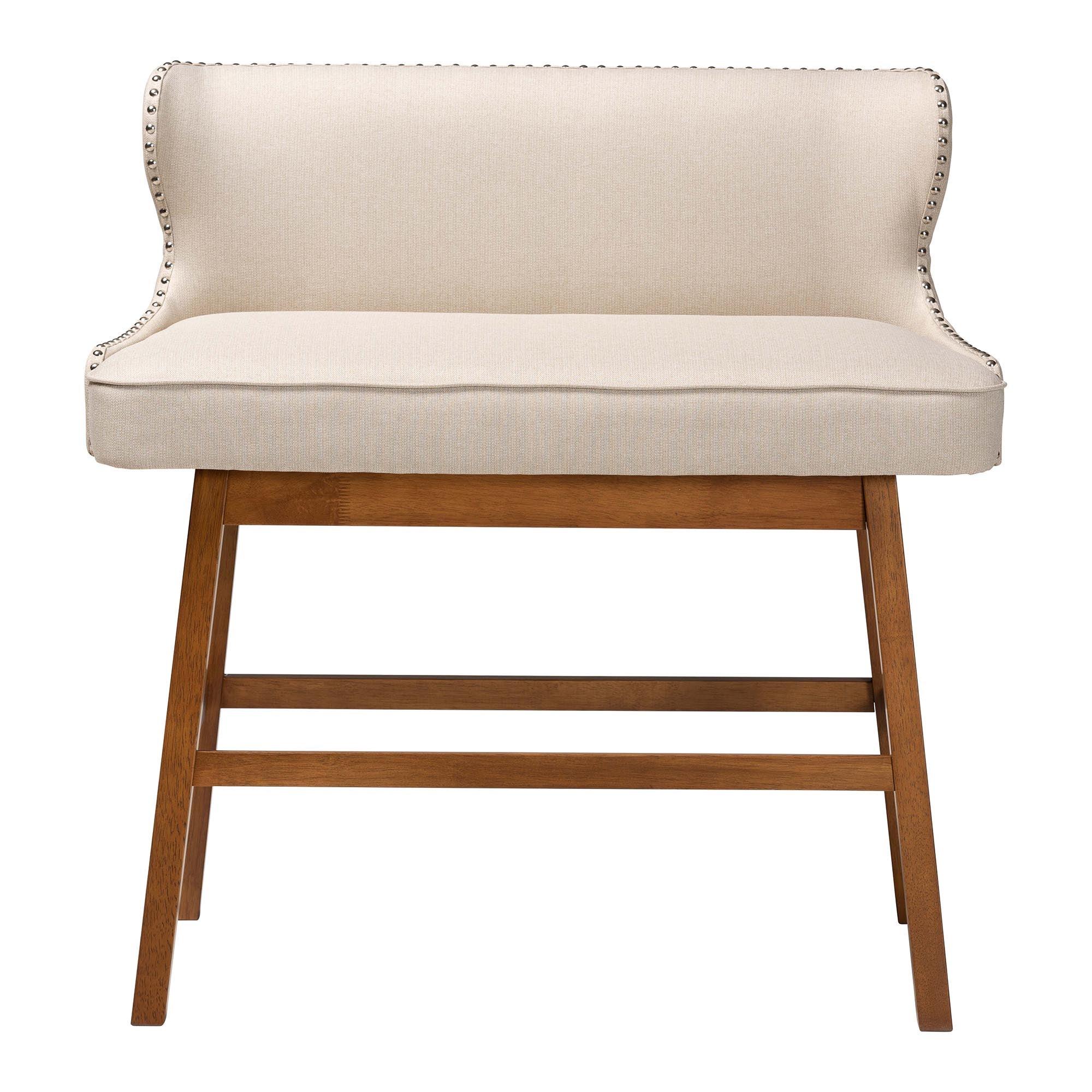 Gradisca Modern and Contemporary Light Fabric Button-tufted Upholstered Bar Bench Banquette